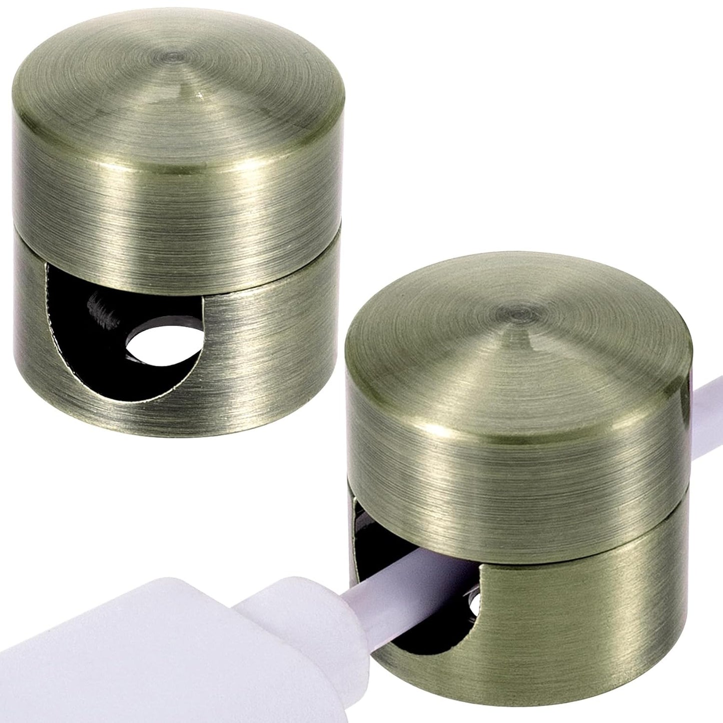 2 Sets Charger Holders for Cords, Antique Copper Color Adjustable Cable Anchor Holders, Adhesive Metal Cord Clips, Cable Management Wire Organizers for Desk, Office, Nightstand