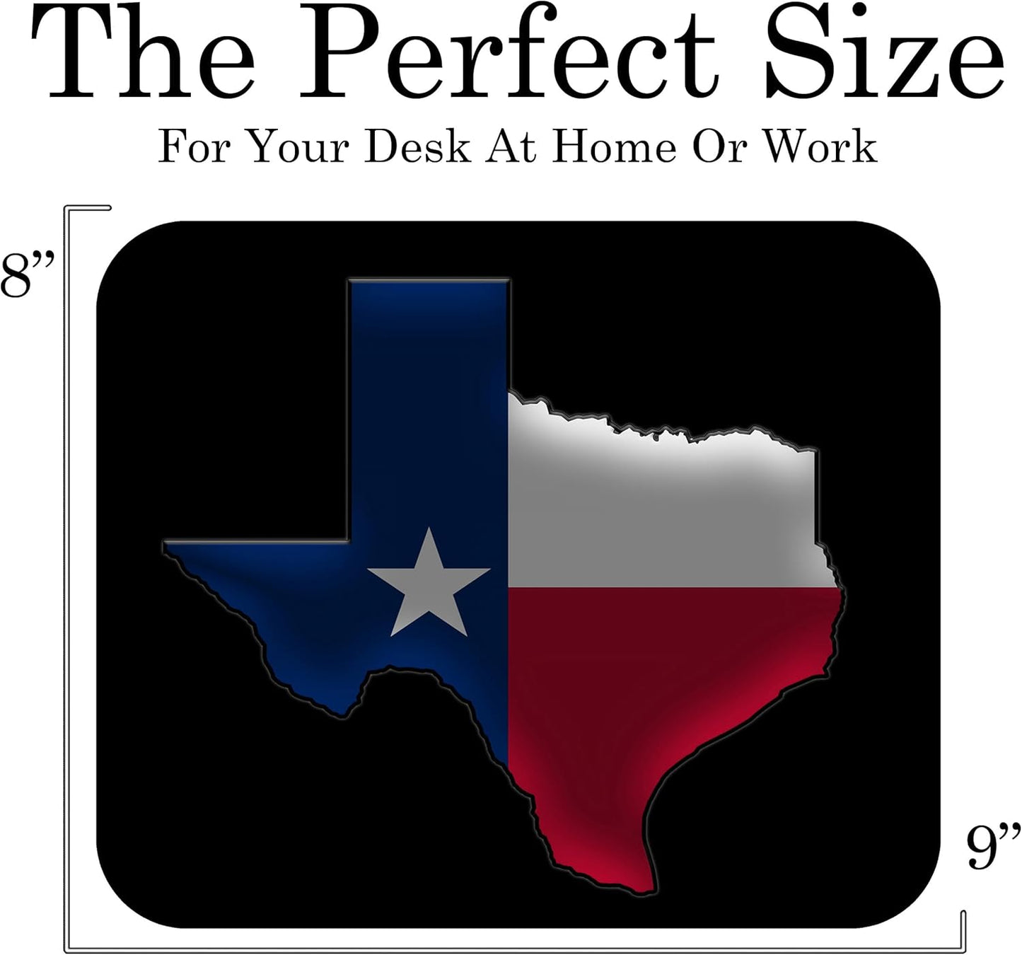 Texas State Flag Mouse Pad Mat Mousepad for Desk Computer Laptop PC Gaming Home or Office Gift for Texan TX (Black MP57)