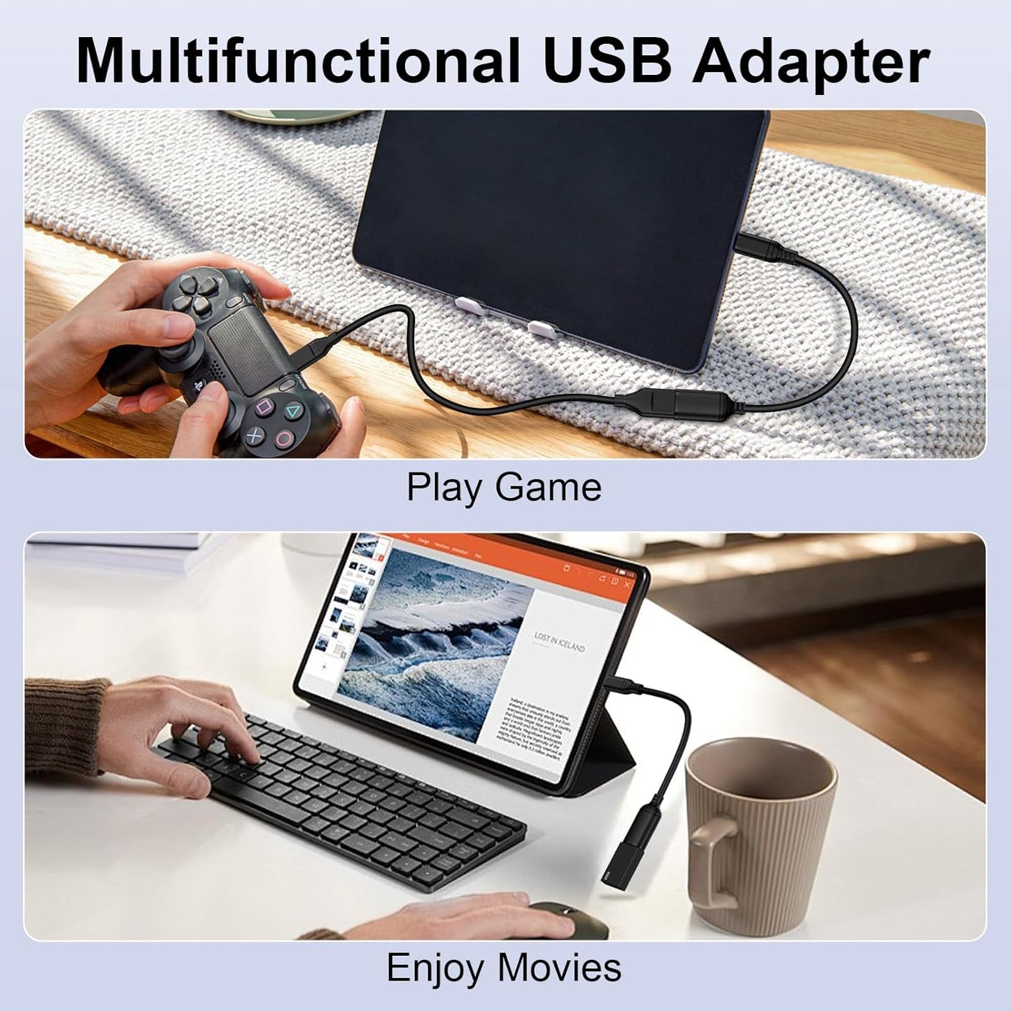 USB C to USB 3.0 Adapter, USB C Android Adapter Male to USB A Female OTG On The Go Cable for Samsung Galaxy S25 Edge Ultra S24 S23 S22 S21 S20 A36,Google Pixel 9 8 7 Pro,Moto G 5G 2025