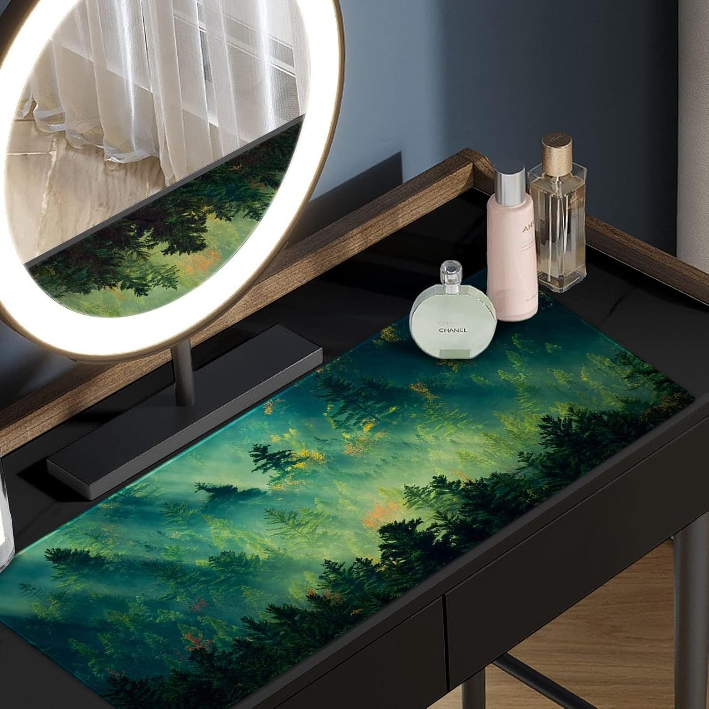 Galdas Mouse Pad,Office Desk Mat Large Gaming Keyboard Pad Durable Stitched Edges Washable Smooth Surface Control & Accuracy Extended Computer Mouse Mat (31.5X11.8In)-Green Forest…