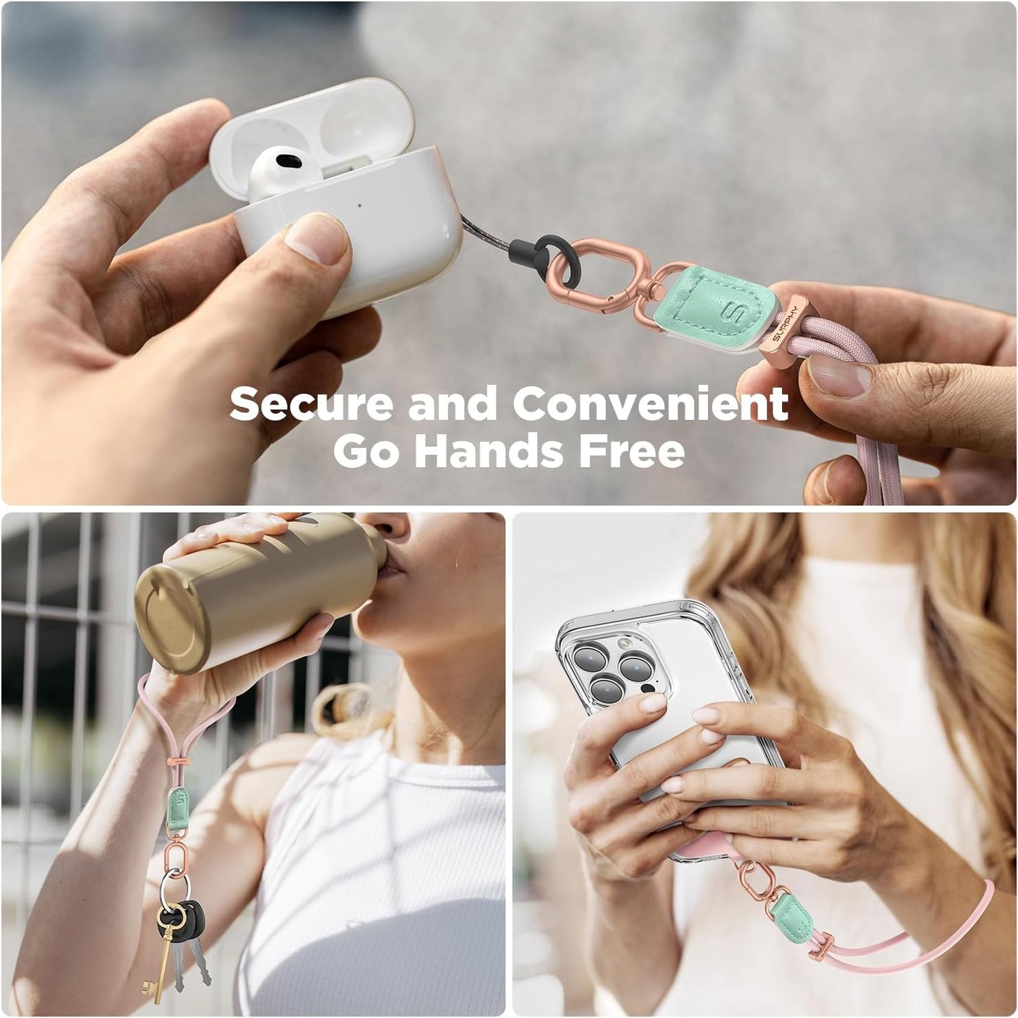 SURPHY Phone Wrist Strap, Keychain Wristlet, Phone Strap Charm with Tether Tab, Cellphone Lanyard Wrist, Key Chain for Women