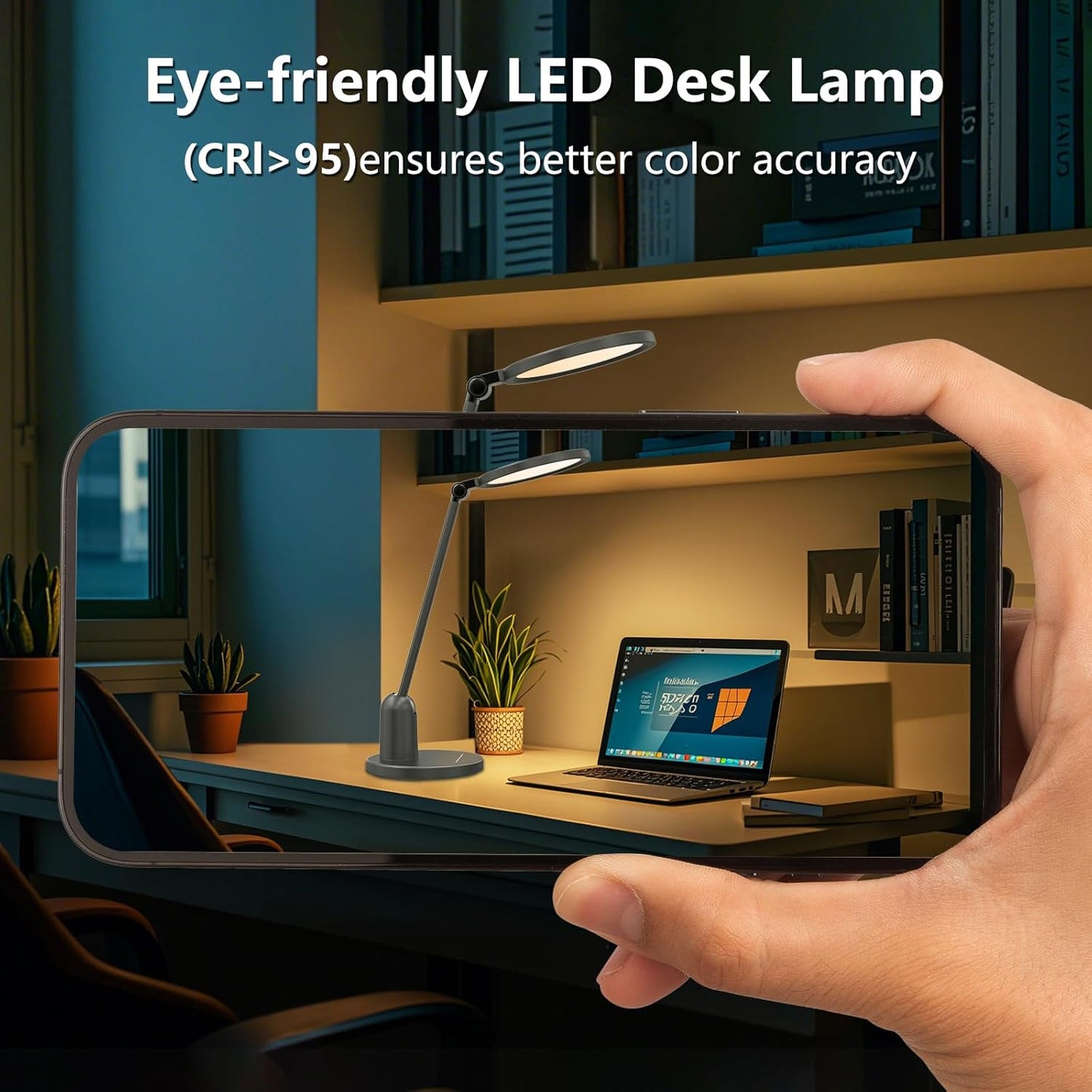 Desk Lamps for Home Office with Stable Base, 1000LM Ultra Bright Eye-Caring LED Desk Light, 3000K-6000K Dimmable Table Lamp with Stepless Dimming & Timing Function for Work, Reading, Bedroom, Bedside