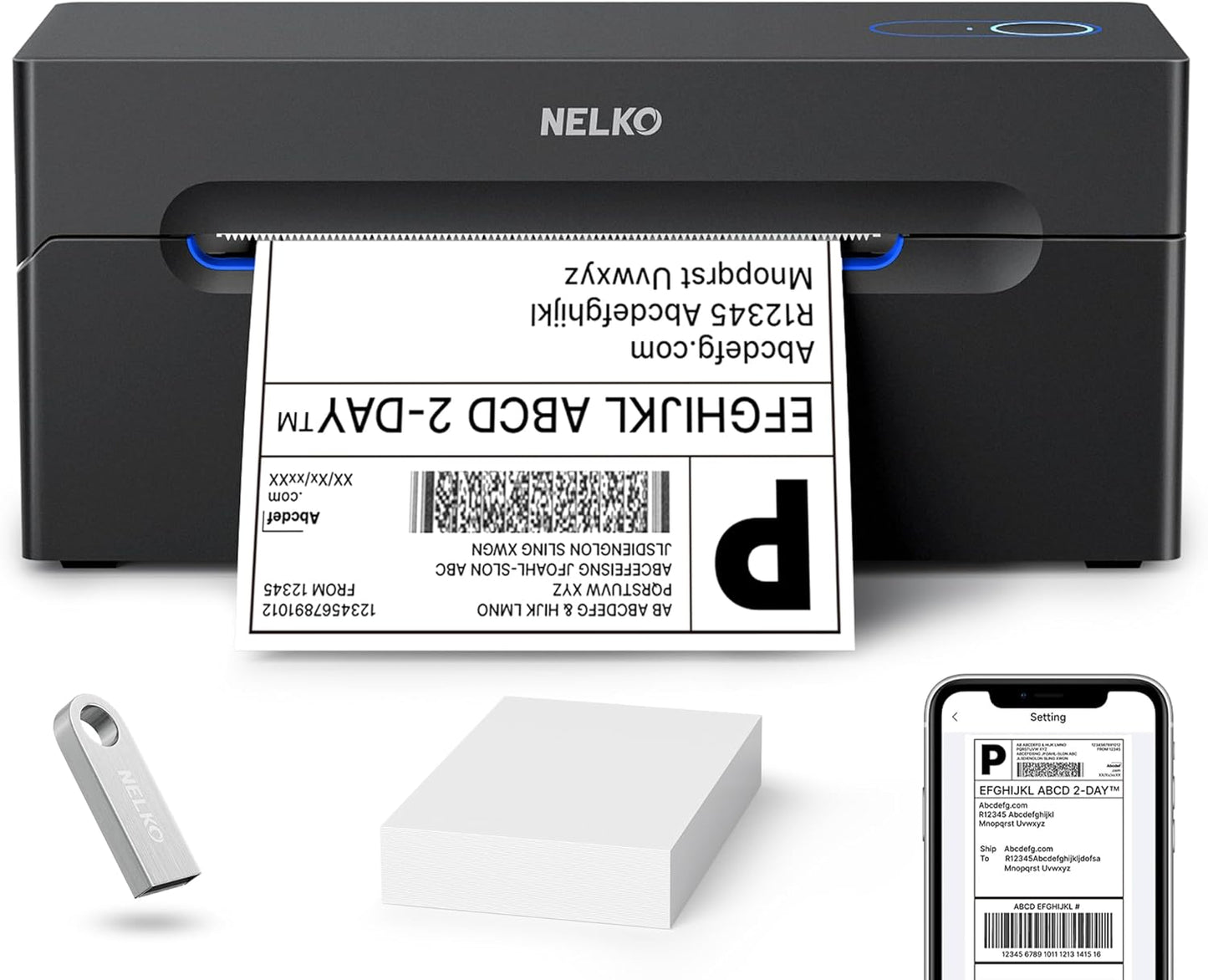Nelko Bluetooth Thermal Shipping Label Printer, Wireless 4x6 Shipping Label Printer for Small Business, Support Android, iPhone and Windows, Widely Used for Amazon, Ebay, Shopify, Etsy, USPS