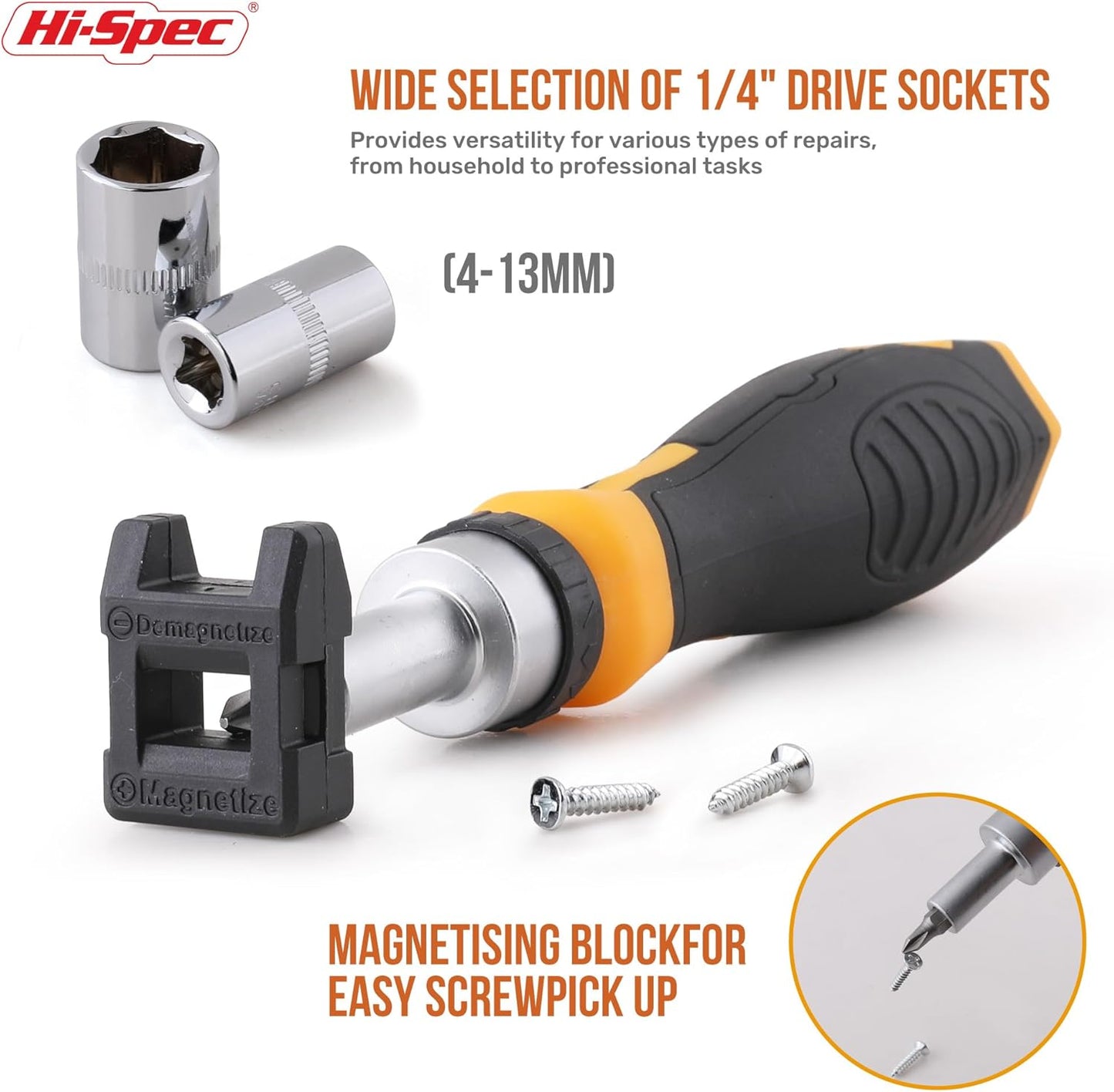 Hi-Spec 78pc Multi Screw Driver Bit Set and 1/4 inch Socket Set with Handles. Flexible Extension, Precision, Torx and Tamperproof 1/4 inch Hex Screwdriving Bit Accessories in a Case