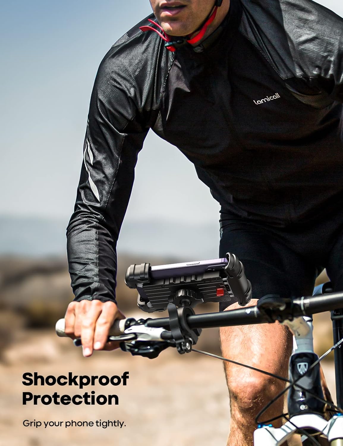 Lamicall Bike Phone Holder, Motorcycle Mount - Motorcycle Phone Holder, Handlebar Cell Phone Clamp, Scooter Phone Clip for iPhone 16 Pro Max/Plus, 15 Pro Max, S10, S20, More 4.7" to 6.8" Smartphones