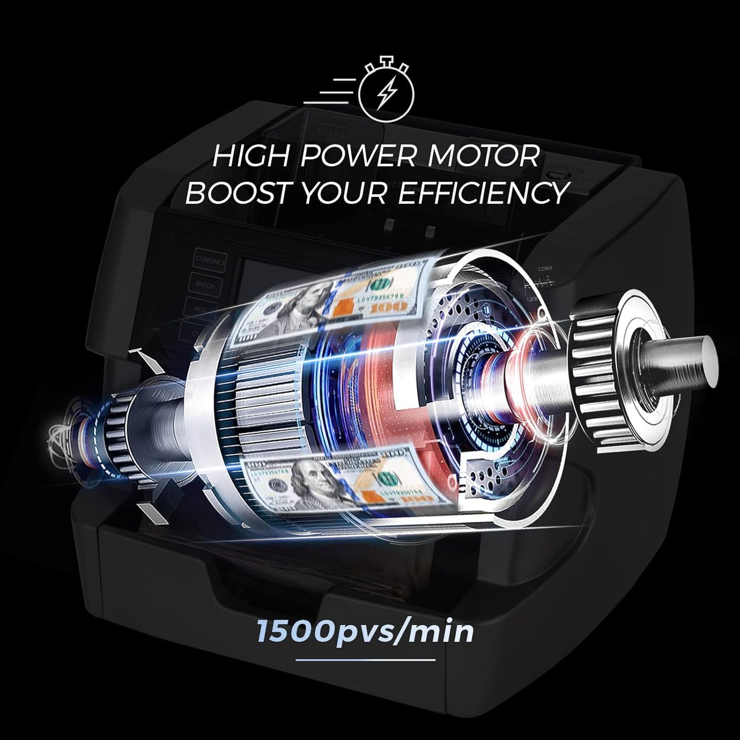 NUCOUN VC-7 Bank Grade Money Counter Machine Mixed Denomination,Value Counting,Mulit Currency,Printer Enabled,Serial Number,Cash Bill Counter 2CIS/UV/IR/MG/MT Counterfeit Detection, Cash Counter