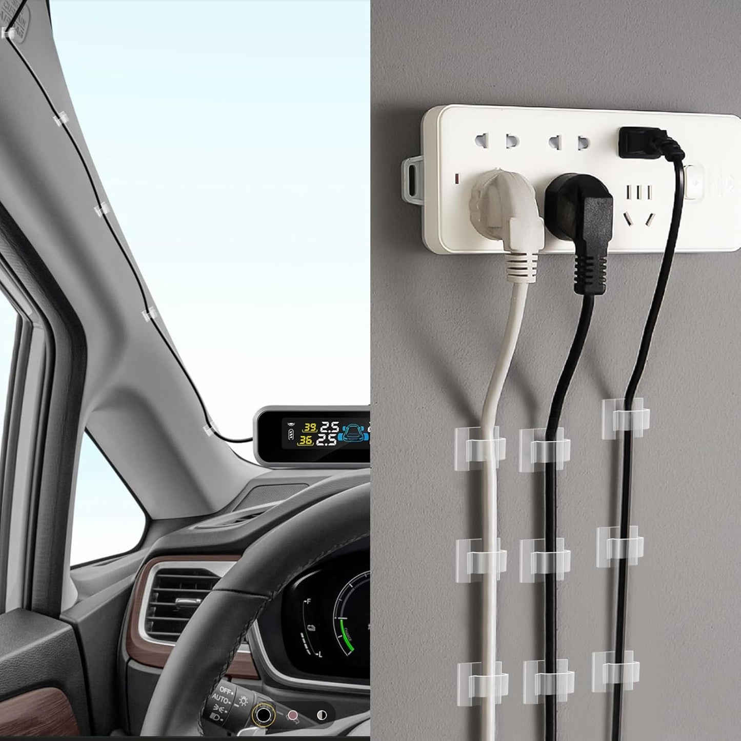 60 PCS XHF 3/4” Adhesive Cable Wire Clips Clear, Cable Staples Outdoor Cable Management Wire Organizer Cord Holder for Under Desk, Car, Wall, TV PC Ethernet Cable WCL7-clear-60p