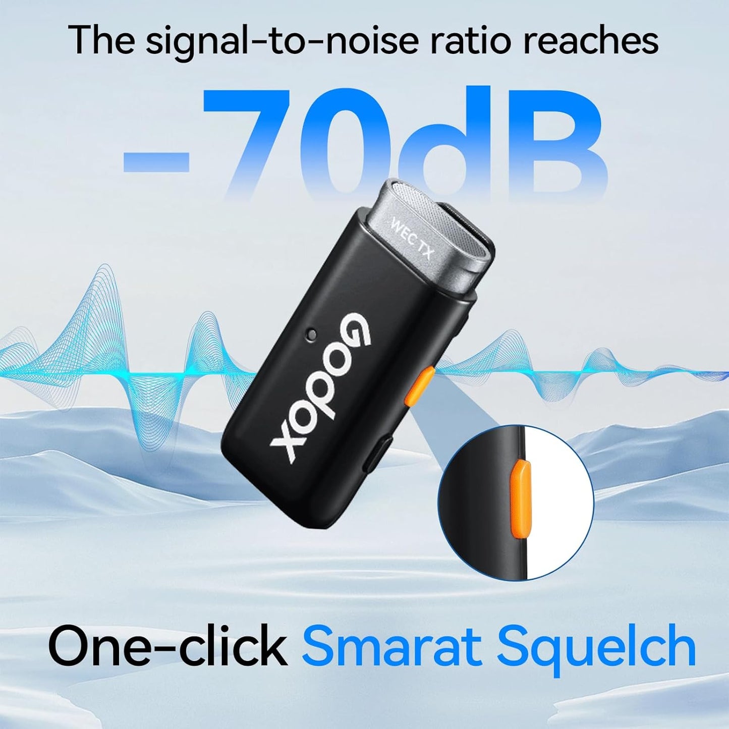 GODOX Wireless Lavalier Microphone with Noise Cancellation,200m/656ft,for iPhone 14/13/12/11 Camera YouTube TikTok,(2 TX + 1 RX + Charging Case)WES1-Kit2 Wireless Laval Mic with Battery Level Display