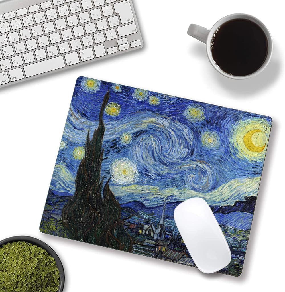 Mouse Pad, Premium-Textured Mouse Mat, Non-Slip Rubber Base Mousepad for Laptop, Computer & PC,9.5×7.9 in,Van Gogh Starry Night