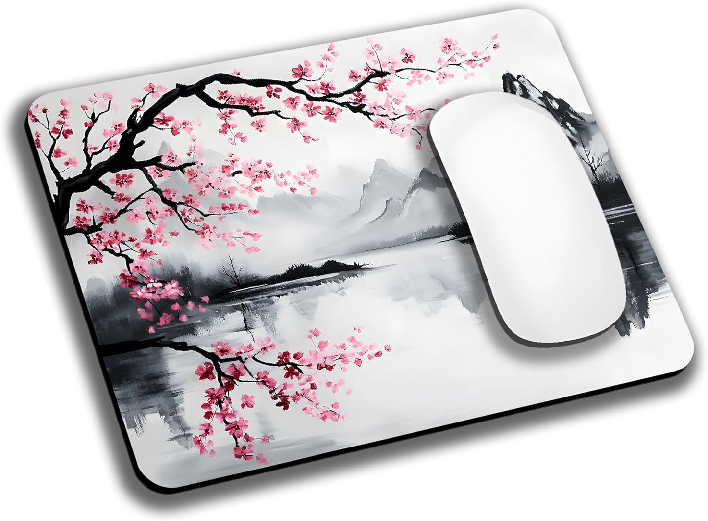 Japanese Cherry Blossom Mouse Pads for Desk, Portable Wireless Computer Mouse pad Small Design with Women, Non-Slip Rubber Base Laptop Mousepad 9.5" x 7.9" Smooth Surface for Office & Travel