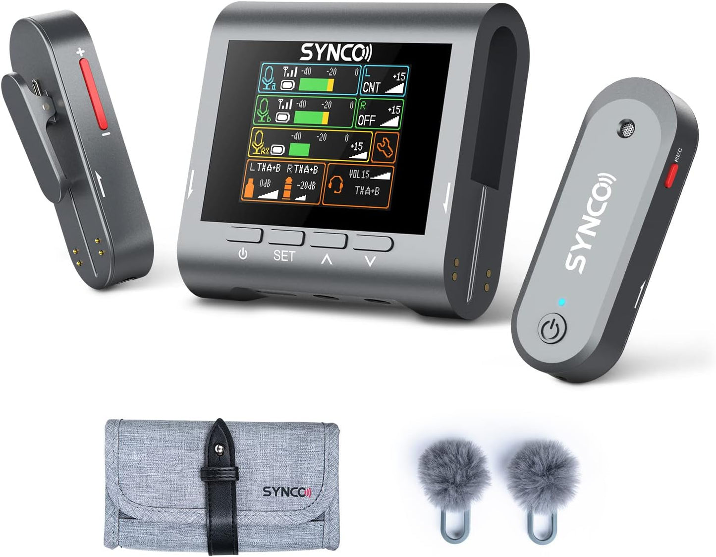 SYNCO Wireless Lavalier Microphone, G3 Lapel Mic Grey Triple Channel Transmission up to 250m for DSLR Camera Smartphone Laptop for YouTube Streaming Vlogging, Wireless-Lavalier-Recording-Video-Mic