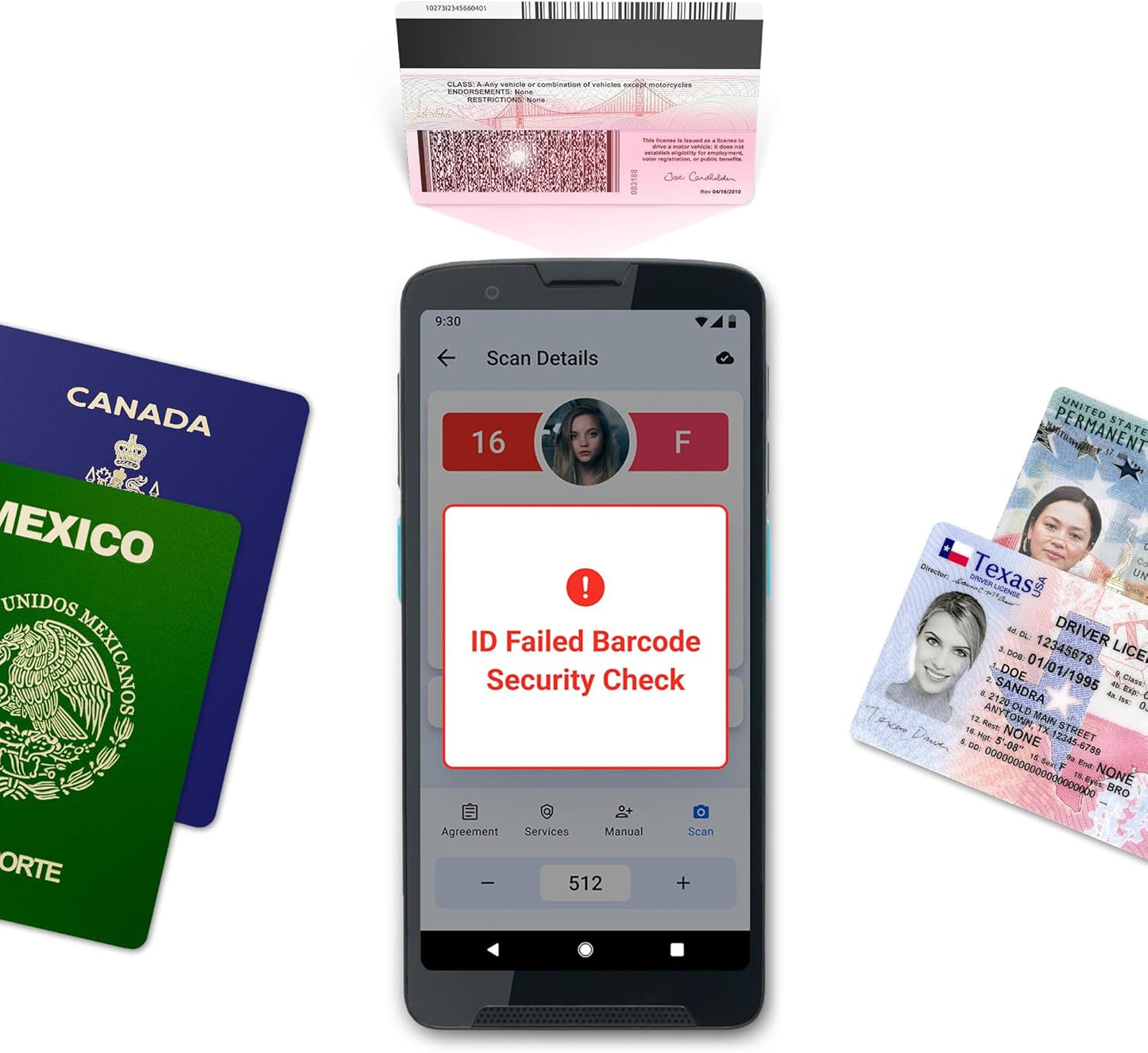 Unitech EA660 ID Passport Scanner – Touchless Handheld Scanning Solution with VeriScan Basic Software for Age Verification & Visitor Management. Free Charge Dock, Case, Screen Protector & Hand Strap.