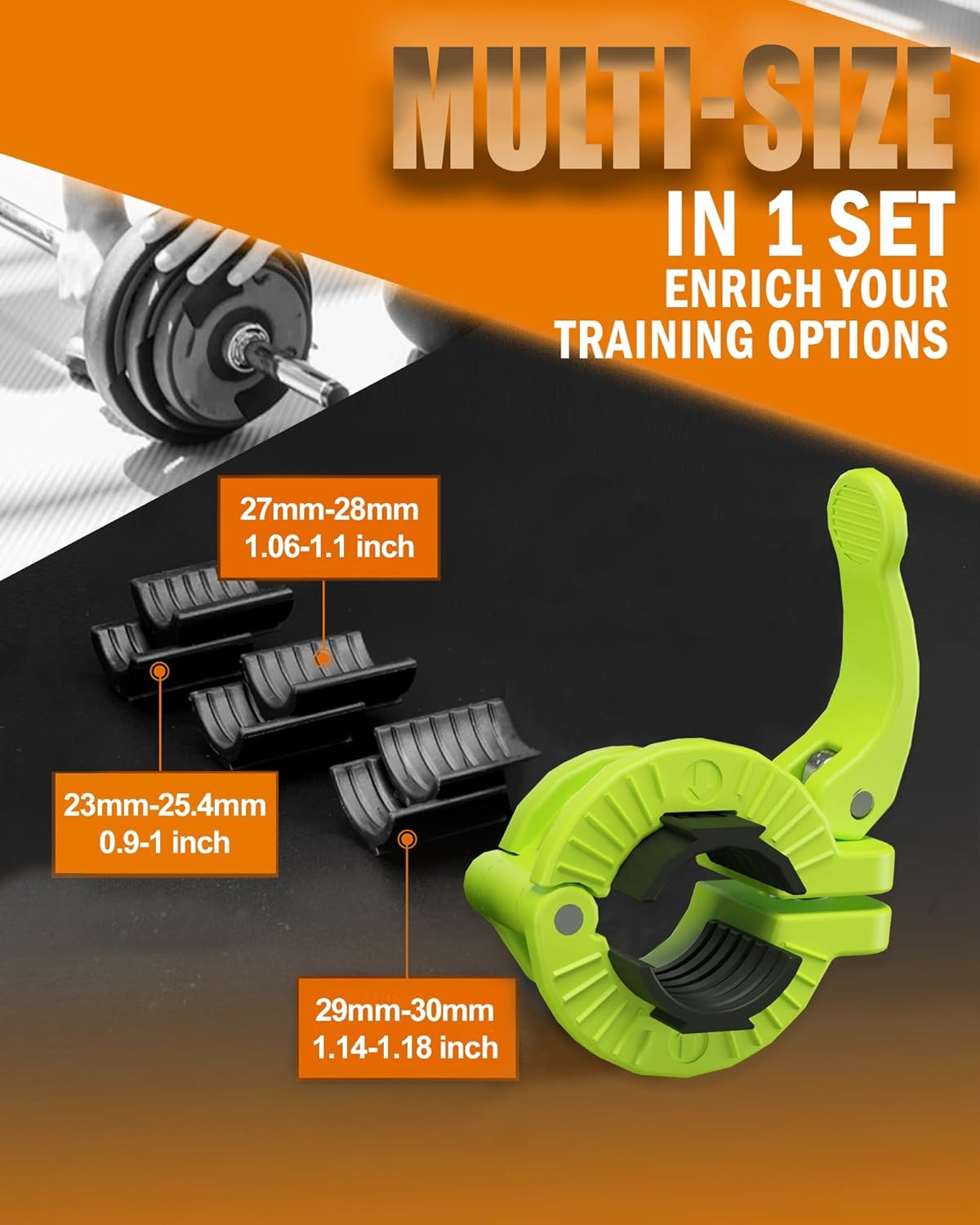 MAXRICH Barbell Clamp 1 inch Multiple Sizes & Adjustable Weight Clips for Quick Release Barbell Collars