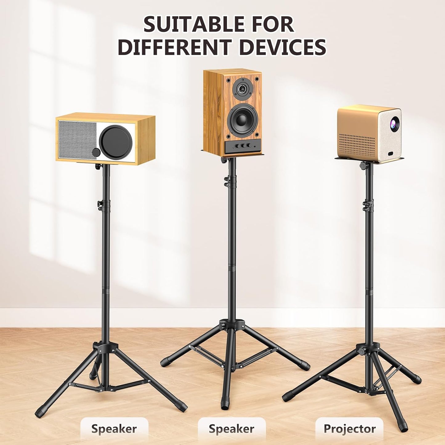 Tripod Speaker Stands with Carry Bag, Foldable for Storage, Ideal for DJ PA, Adjustable Height 35.62" to 47.24"