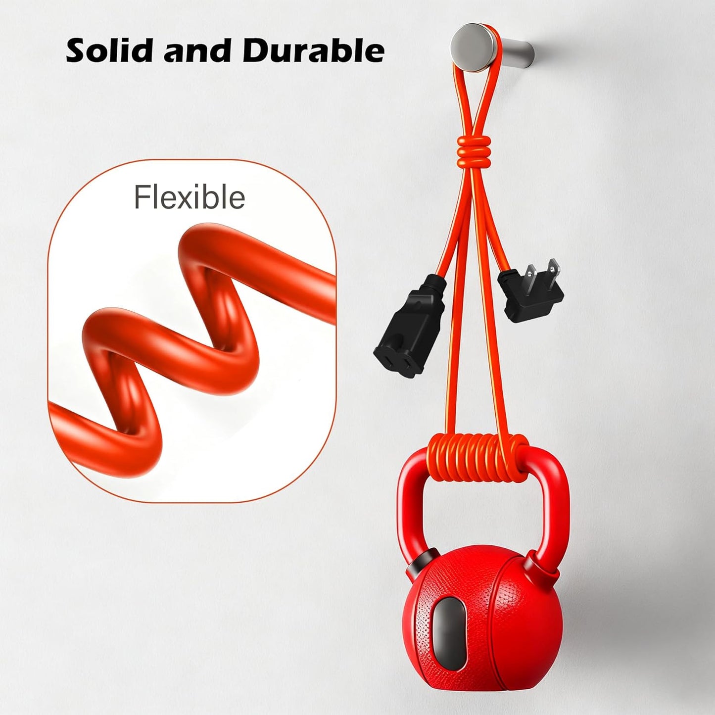 90 Degree 2 Prong Polarized Outdoor Power Extension Cord 30 FT, Angled Low-Profile Plug, 16 Gauge 125V SJTW Waterproof Long Cable for Home Office Lawnmower Garden Tools Lights, ETL+Ties-Bright Orange