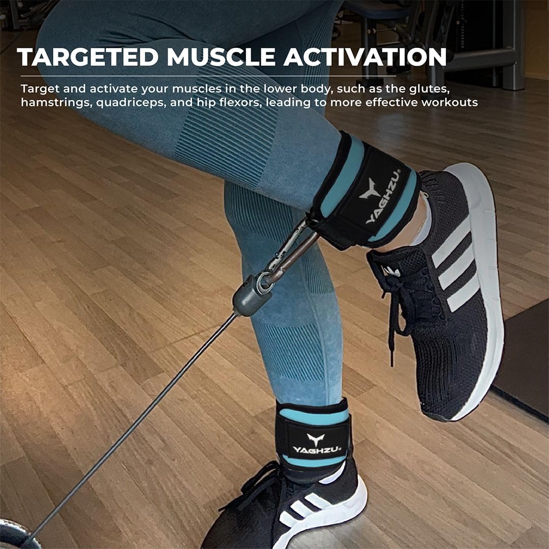 Ankle Straps for Cable Machines Women - Adjustable Gym Ankle Strap for Cable Machine, Neoprene Padded Cable Straps, Durable Leg Strap with Cable Cuff, Glute Kickback Ankle Strap with D Rings