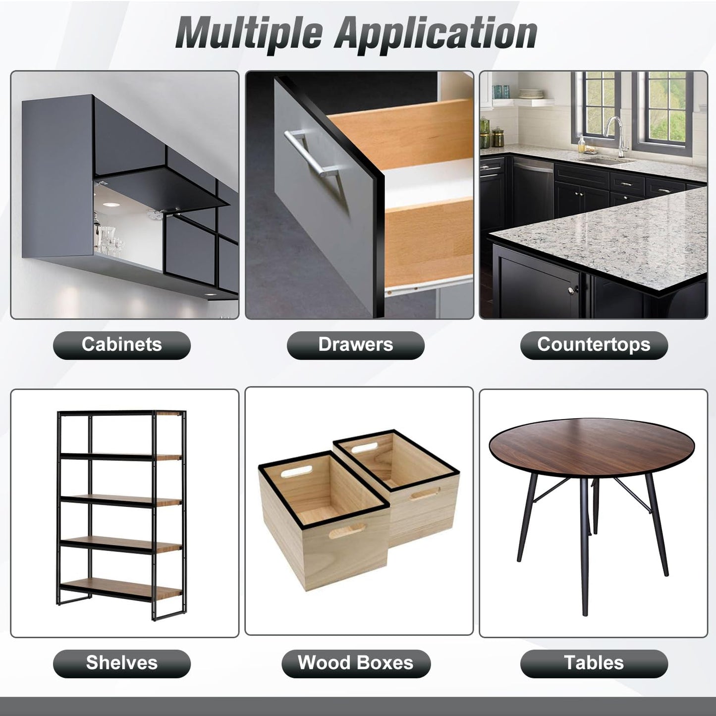 Rubber Edge Trim, 2 inch Wide U Channel Edge Trim, Big Size U Shaped Trim, Self Adhesive Edge Banding for Plywood, Woods, Doors, Shelf, Cabinet, Countertop, Length 20Ft, Black