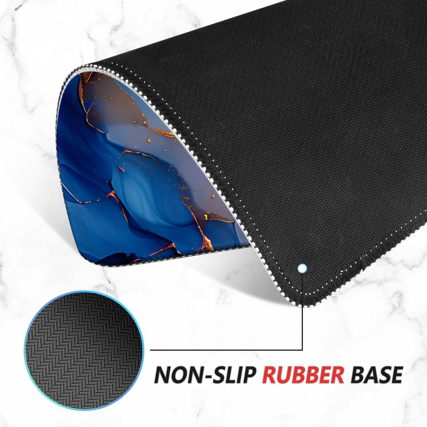 ITNRSIIET Mouse Pad Non-Slip Rubber Base Smooth Surface Stitched Edges Waterproof Durable Compatible with All Mice for Office & Gaming, Desk Accessory, 10.2x8.3x0.12 inch, LiquidGold