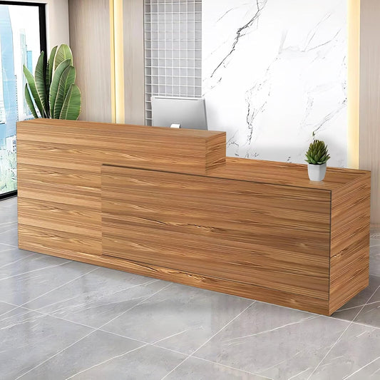 Reception Desk with Counter Modern Checkout Counter with Lockable Drawer Keyboard Tray Receptionist Desk for Office Salon Reception Table I Right 47inch/120cm