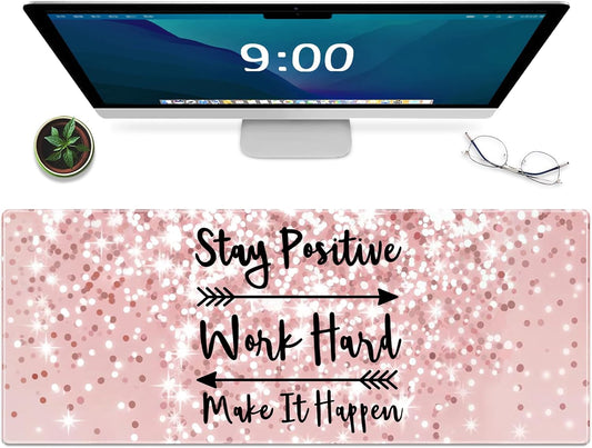 Galdas Gaming Mouse Pad XXL XL Large Long Extended Big Mousepad Non-Slip Rubber Keyboard Mouse Pad with Stitched Edges for Laptop Home Office (31.5x11.8x0.08 Inch) … (Bling Words)