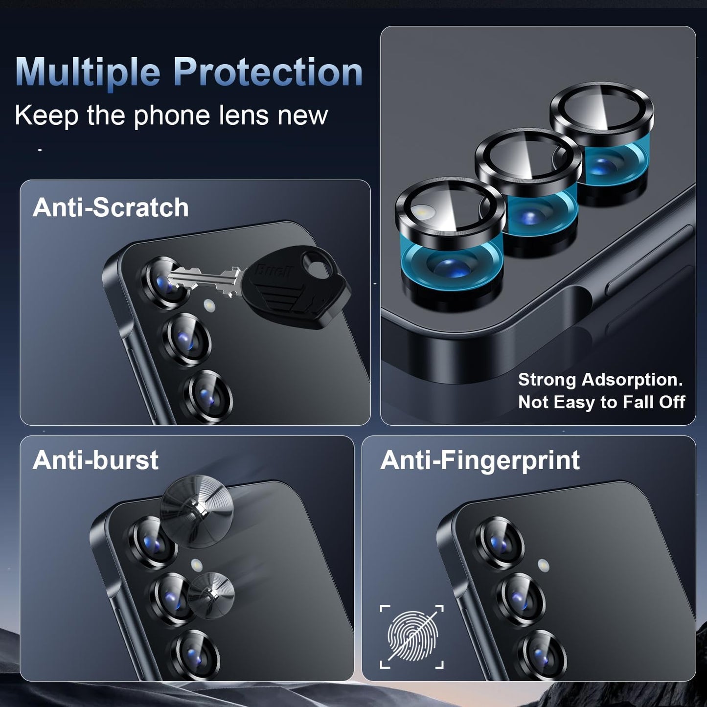 Korecase for Galaxy S25 Camera Lens Protector, 9H Tempered Glass Anti Scratch Camera Screen Protector Shockproof Film Shcokproof Metal Ring Lens Protecor for Galaxy S25,Colorful