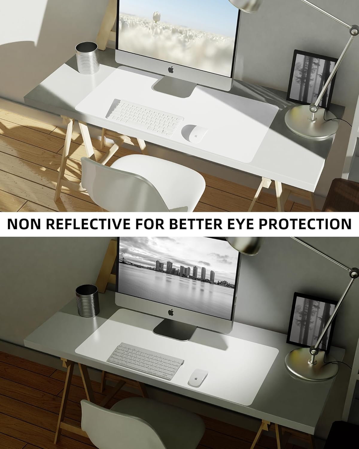 Leather Desk Pad Blotter,Mouse Pad,Office Desk Mat, Non-Slip PU Leather Desk mat,Large Desk mat,Waterproof Keyboard mat for Office/Home/Decor (Ivory White,35" x 17")