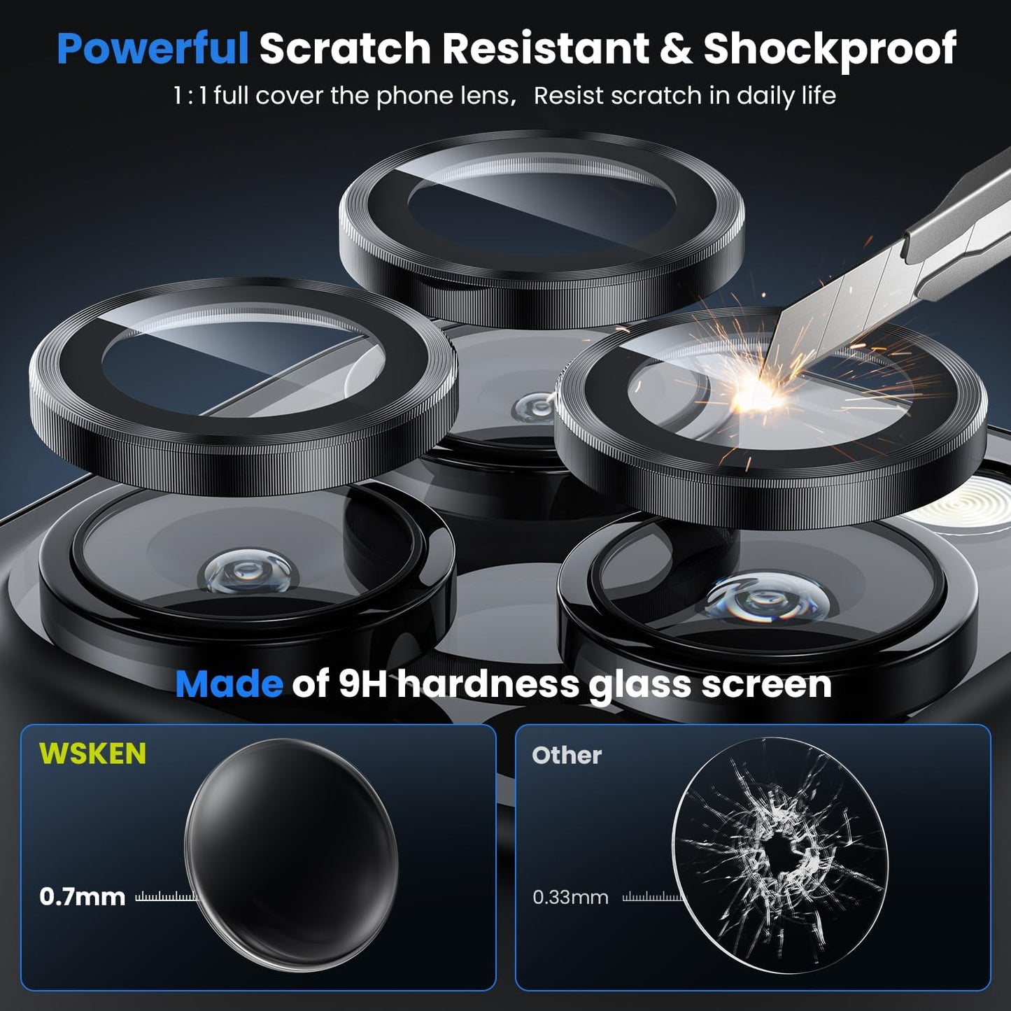 WSKEN for iPhone 16 Pro/iPhone 16 Pro Max Camera Lens Protector - [Original Shooting Model] Shatterproof Ultra HD Tempered Metal Glass Camera Screen Protector Cover Film Accessories