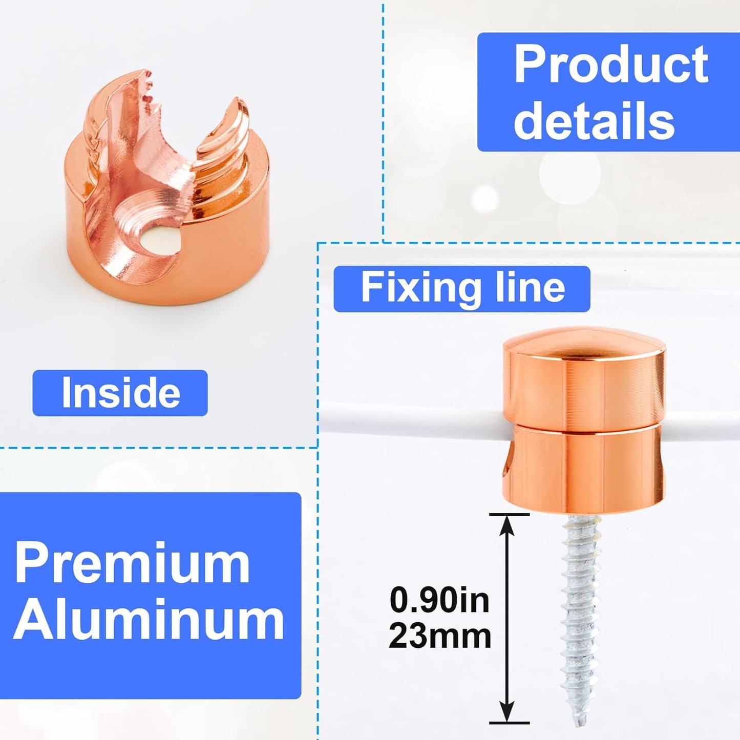 2 Sets Charger Holders for Cords, Rose Gold Color Adjustable Cable Anchor Holders, Adhesive Metal Cord Clips, Cable Management Wire Organizers for Desk, Office, Nightstand