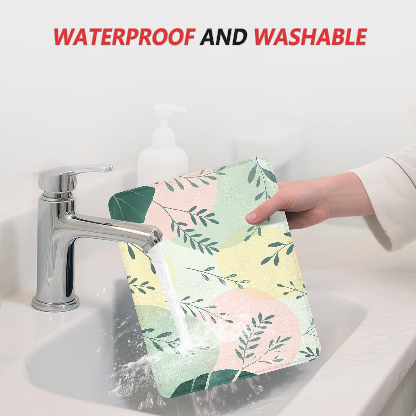 ITNRSIIET Mouse Pad Non-Slip Rubber Base Smooth Surface Stitched Edges Waterproof Durable Compatible with All Mice for Office & Gaming, Desk Accessory, 10.2x8.3x0.12 inch, PastelFoliage