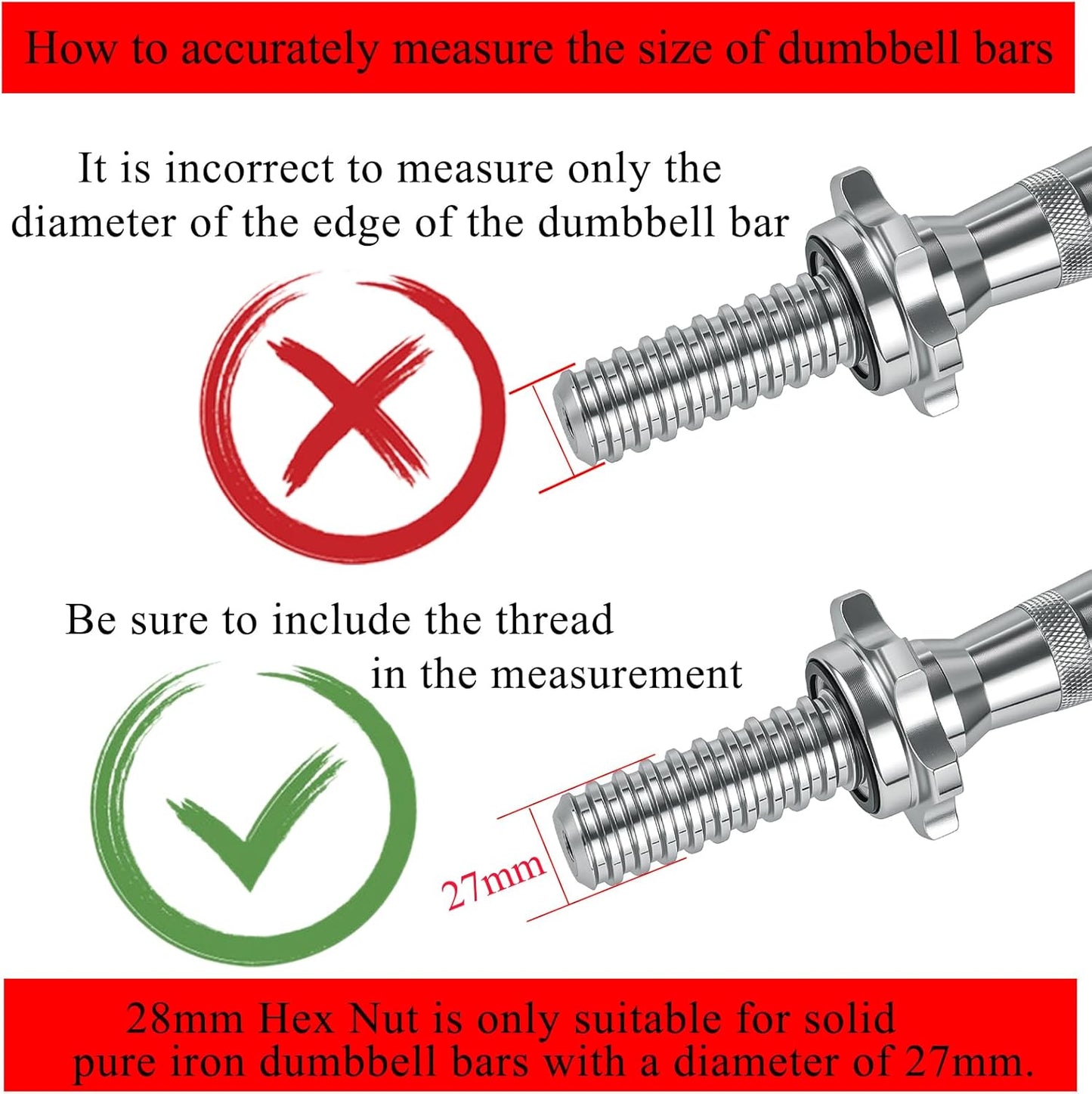 Lamoutor 2Pcs Anti-Slip Hex Nut Collar Screw for Barbell Dumbbell Weight Lifting