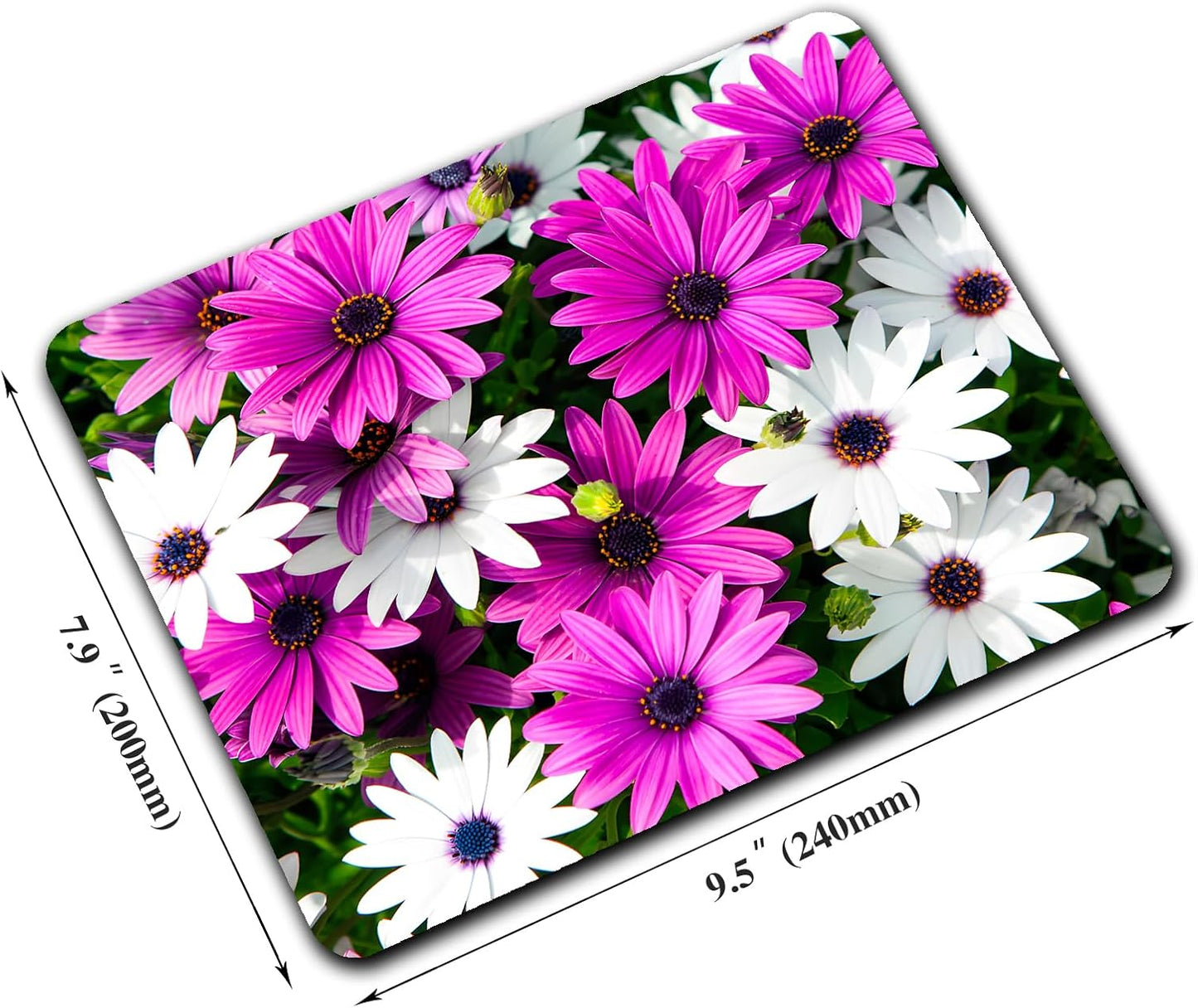 Purple and White Flowers Mouse Pads for Desk, Portable Wireless Computer Mouse pad Small Design with Women, Non-Slip Rubber Base Laptop Mousepad 9.5" x 7.9" Smooth Surface for Office & Travel
