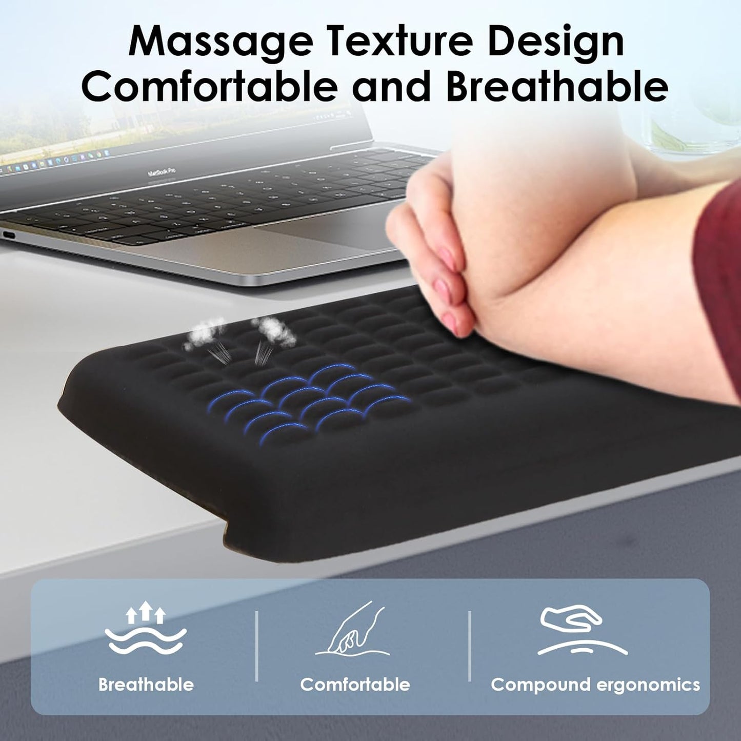 UnivoColors PostureUp L-Shaped Desk Long Wrist Rest Elbow, Non-Slip, Memory Foam, Desk Edge Support, Ergonomic Design for Long-Hour Work (23.6 * 3.9 inch One-Piece Design,Grey)