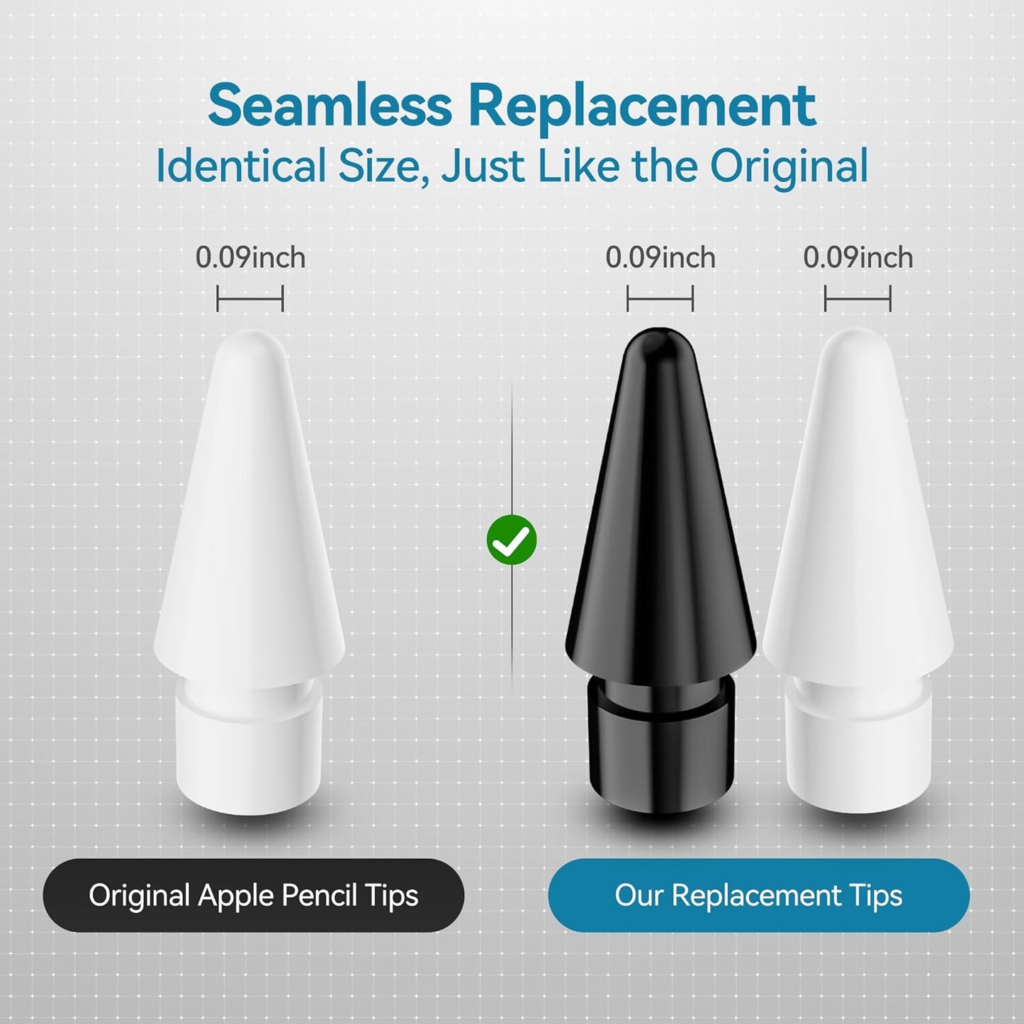 Replacement Tips for Apple Pencil Pro/1st/2nd &USB-C, 3 Pack High Sensitivity Nibs, Durable Stylus Pen Tip Accessories, Precise Control No Delay, Smooth iPencil Tips Replacement (White)