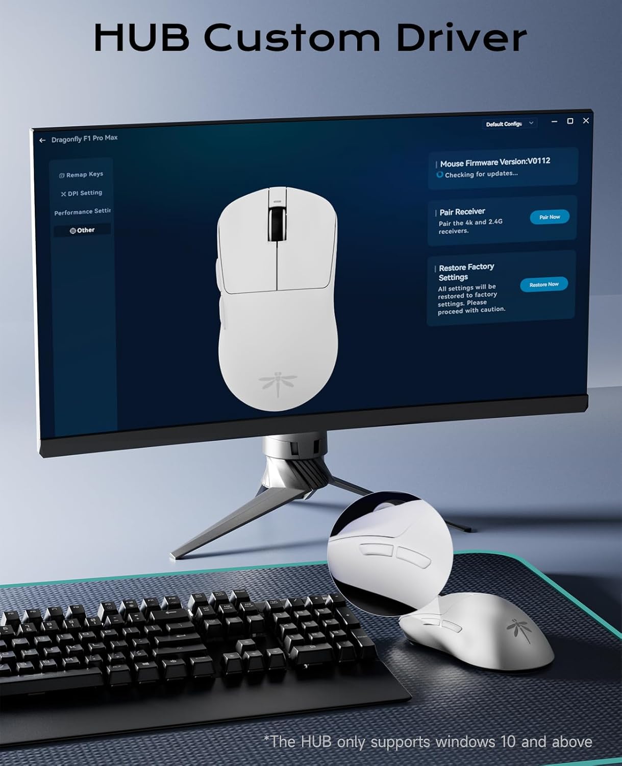 VGN Lightspeed Wireless Gaming Mouse with Dual-Mode 2.4G/Type-C Wired - 25K Sensor - 26,000 DPI - 55g Lightweight - 6 Programmable Buttons - Up to 200h Battery Life for PC/Mac- F1 Pro Max White