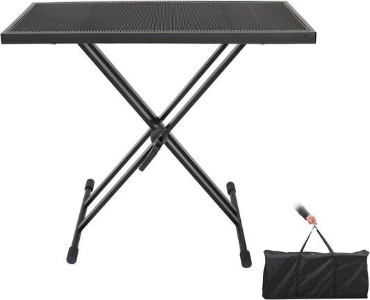 Portable DJ Table Stand DJ Controller Stand DJ Desk DJ Booth Adjustable Height DJ Stand For Laptop/Synth DJ Mixer Stand with Braced Keyboard Stand w/35” x 17.3” Table Top and Travel Bag