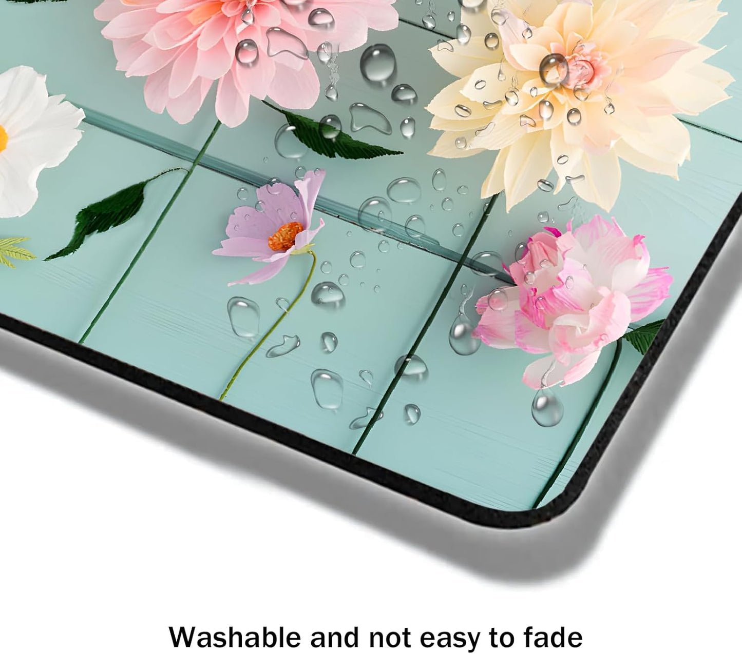 Mouse Pad, Cute Blue Wood Beautiful Flower Mouse Pads for Desk, 9.5" x 7.9" Non-Slip Rubber Base Computer Mousepad with Women, Portable Square Design for Wireless Mouse and Pad Laptop Office & Travel