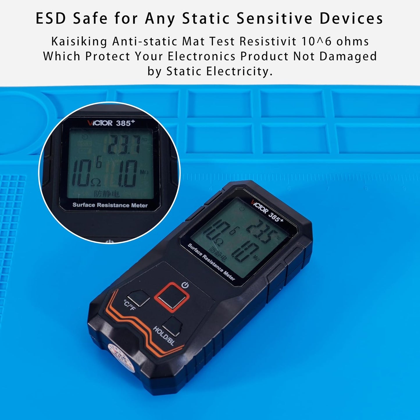 Kaisiking Anti-Static Mat Kit for Electronic - Anti Static Wrist Strap, Grounding Wire,Grounding Plug, ESD Pad 15.7'' x 11'' Heat Resistant Soldering Mat for Electronics Computer Repair