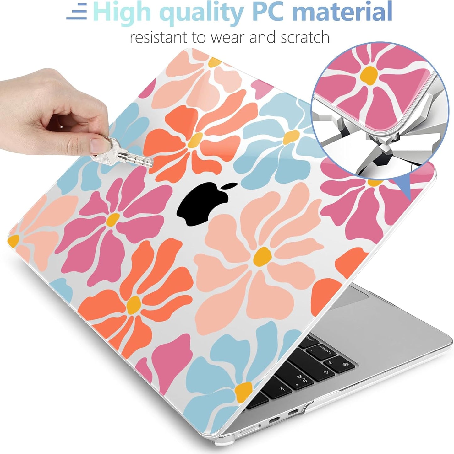 MEEgoodo Case for MacBook Air M4/M3/M2 13.6 inch 2025 2024 2022, Fit Model A3240 A3113 A2681, Compatible with MacBook Air 13 inch, Laptop Hard Shell Case with Keyboard Cover, Minimalist Style Floral