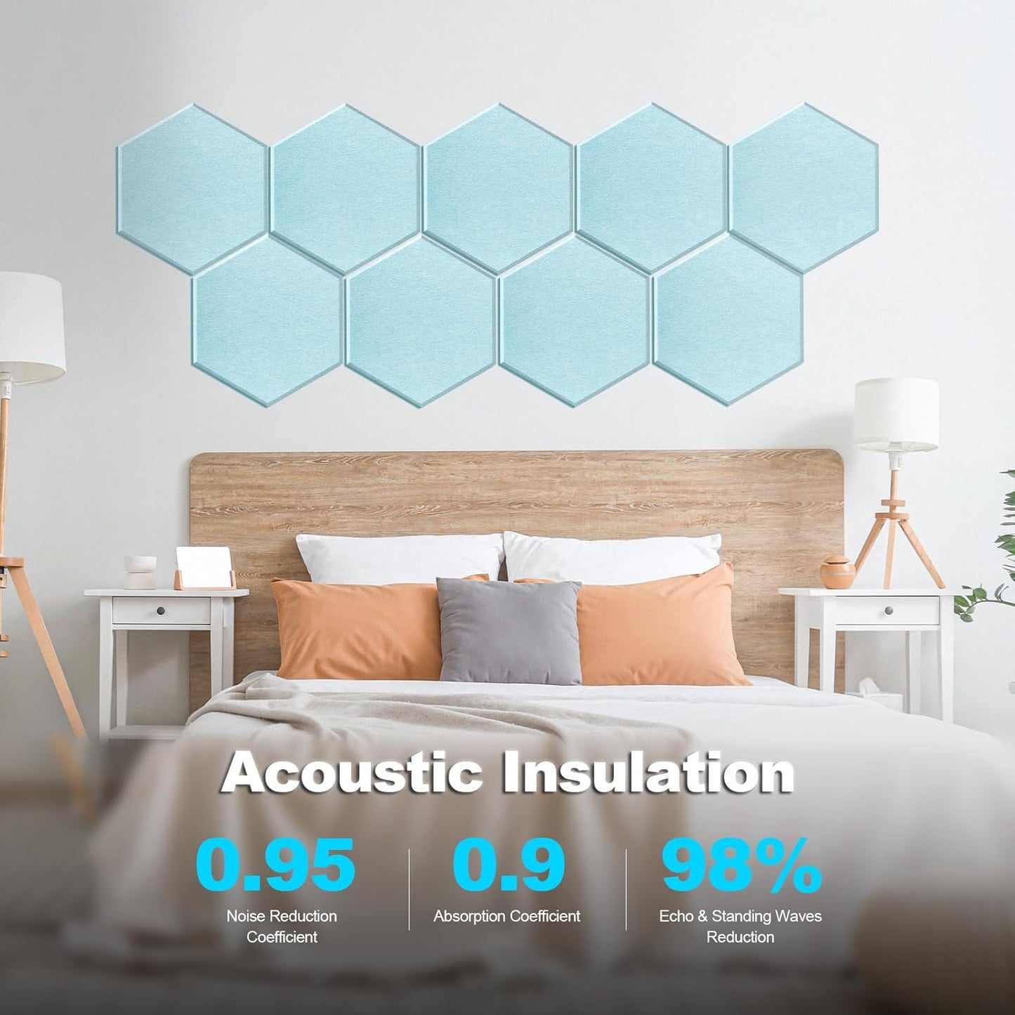 Mollywell Hexagon Acoustic Panels, High Density, Soundproofing, Decorative Noise Reduction Felt Wall Tiles for Ceilings, Home Office & Gaming Room (Smoke Green), 14x12x0.4 Inch