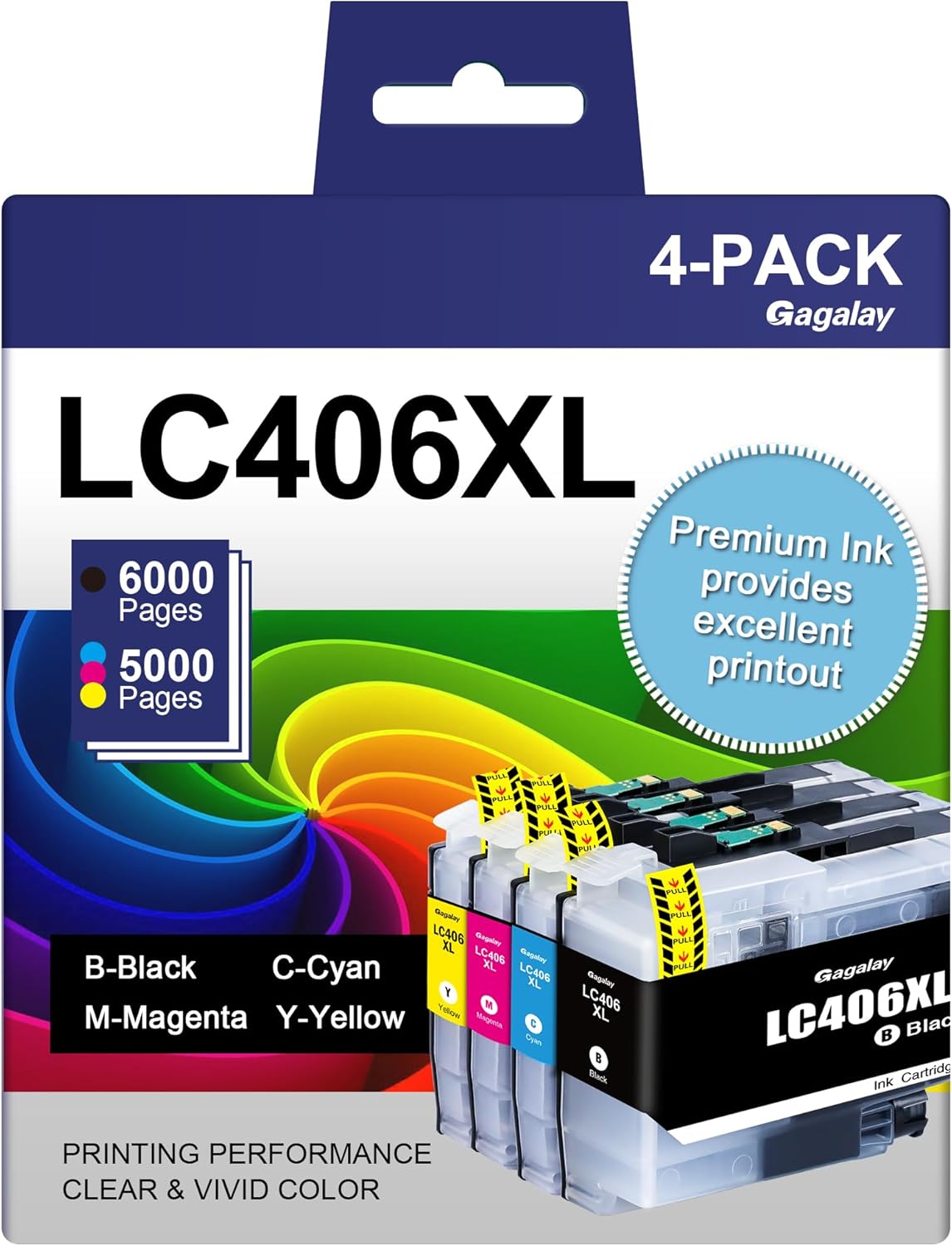 LC406XL Ink Cartridges for Brother Printer Replacement for Brother LC406 Ink Cartridges Work for MFC-J4335DW MFC-J5855DW MFC-J6555DW Printers, X-Large Capacity, Black Color