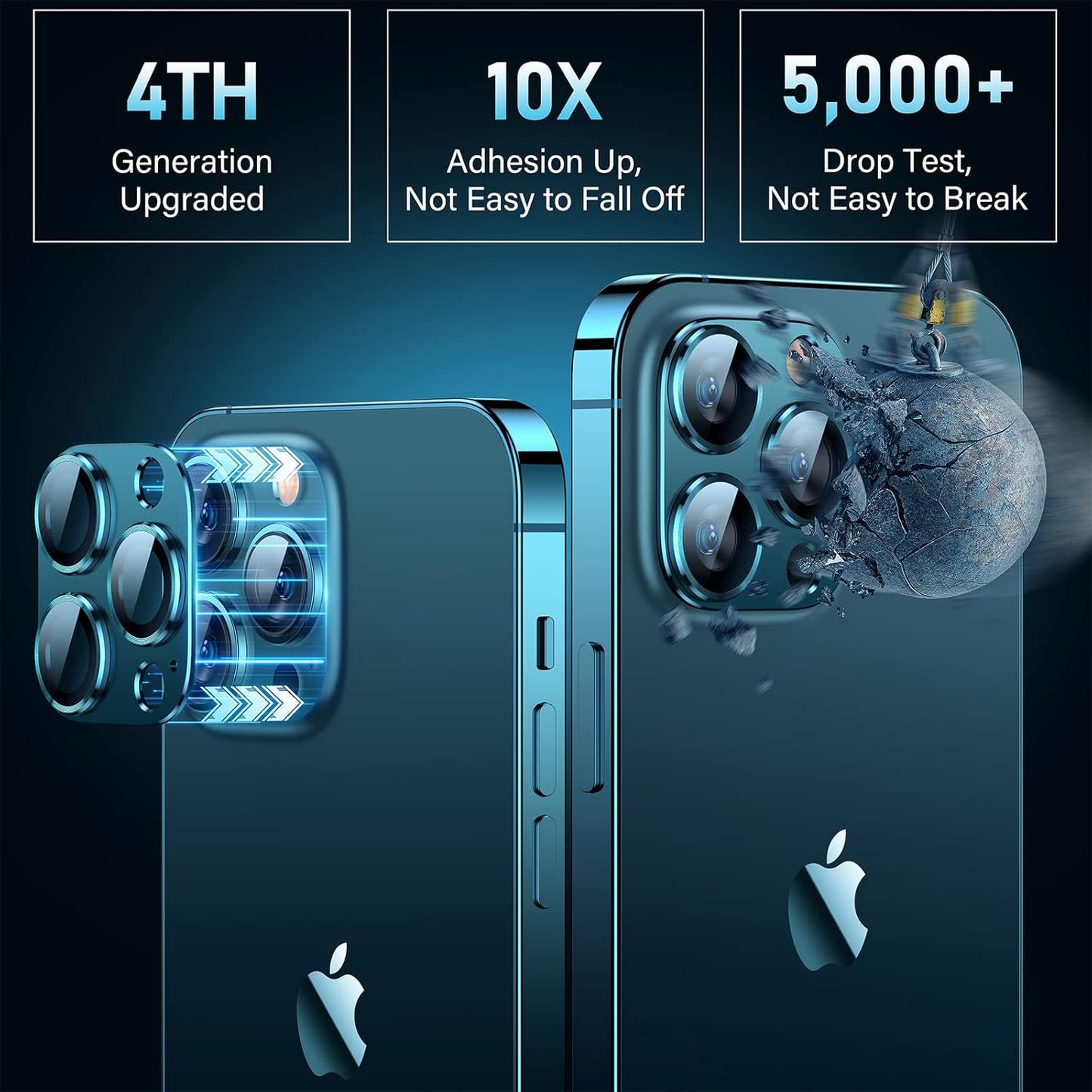 Uyiton Tempered Glass Screen Protector for iPhone 12 Pro Max, 9H Hardness, Scratch Resistant, Easy Installation, Protects Camera Lens