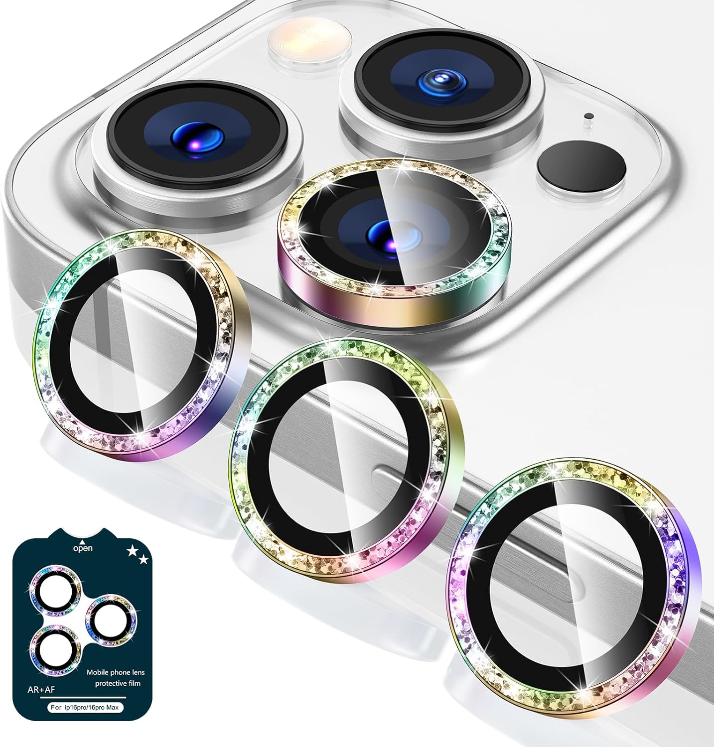 Tensea Camera Lens Protector Compatible for iPhone 16 Pro Max/16 Pro/14 Pro Max/14 Pro, Metal Aluminum Alloy Tempered Glass Cover Camera Screen Protector Accessories, Case Friendly