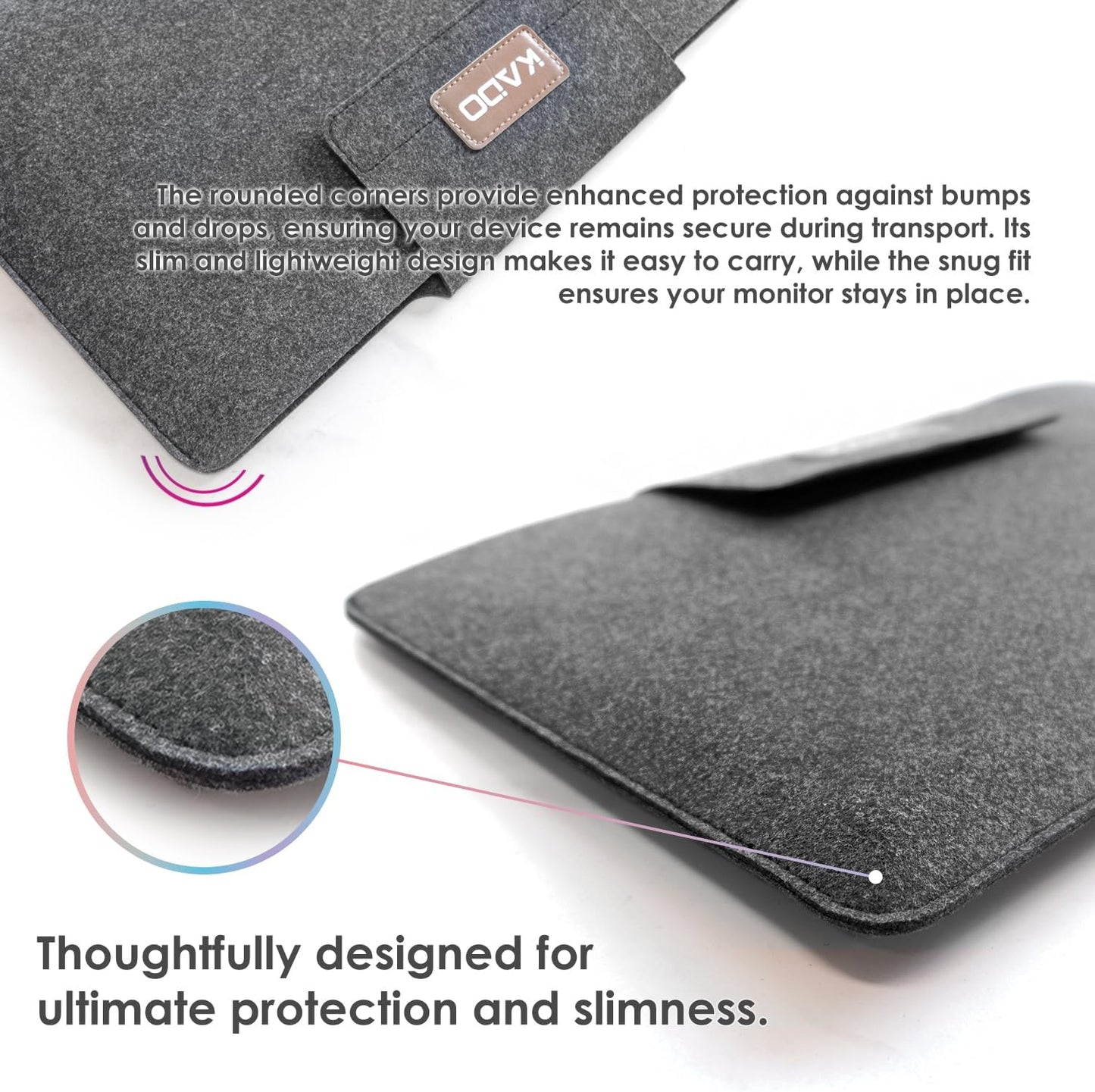 Kado 15.6 Inch Portable Monitor Case Sleeve Bag Made for Sceptre Kado MNN KYY InnoView Yxk ForHelp AYY VisionOwl Yodoit Uperfect ViewSonic ASUS Dell Lenovo 15.6" Portable Display Monitors 15.55"x9.25"