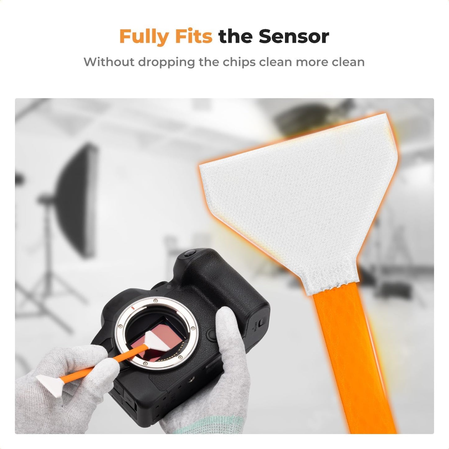 K&F Concept Professional Full Frame Sensor Cleaning Kit, Digital Camera Lens Cleaner Kit - 20ml Sensor Cleaner & 10 X 24mm Double-Tipped Full Frame Sensor Cleaning Swabs