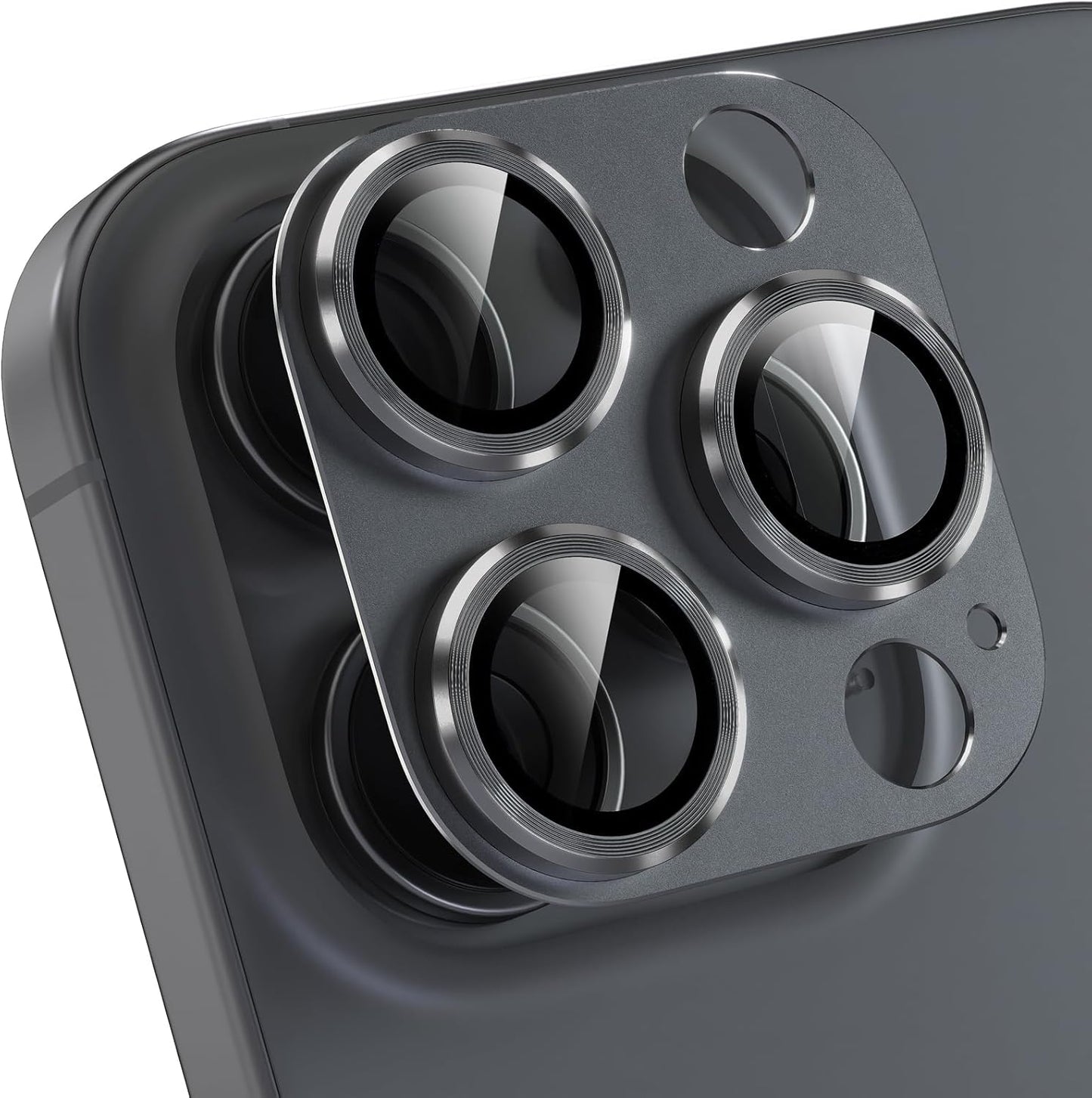 Choiche Compatible for iPhone 16 Pro/iPhone 16 Pro Max Camera Lens Protector, Bling Camera Cover with 9H Tempered Glass Lens Screen Protector Metal Ring Decoration Accessories(Black)