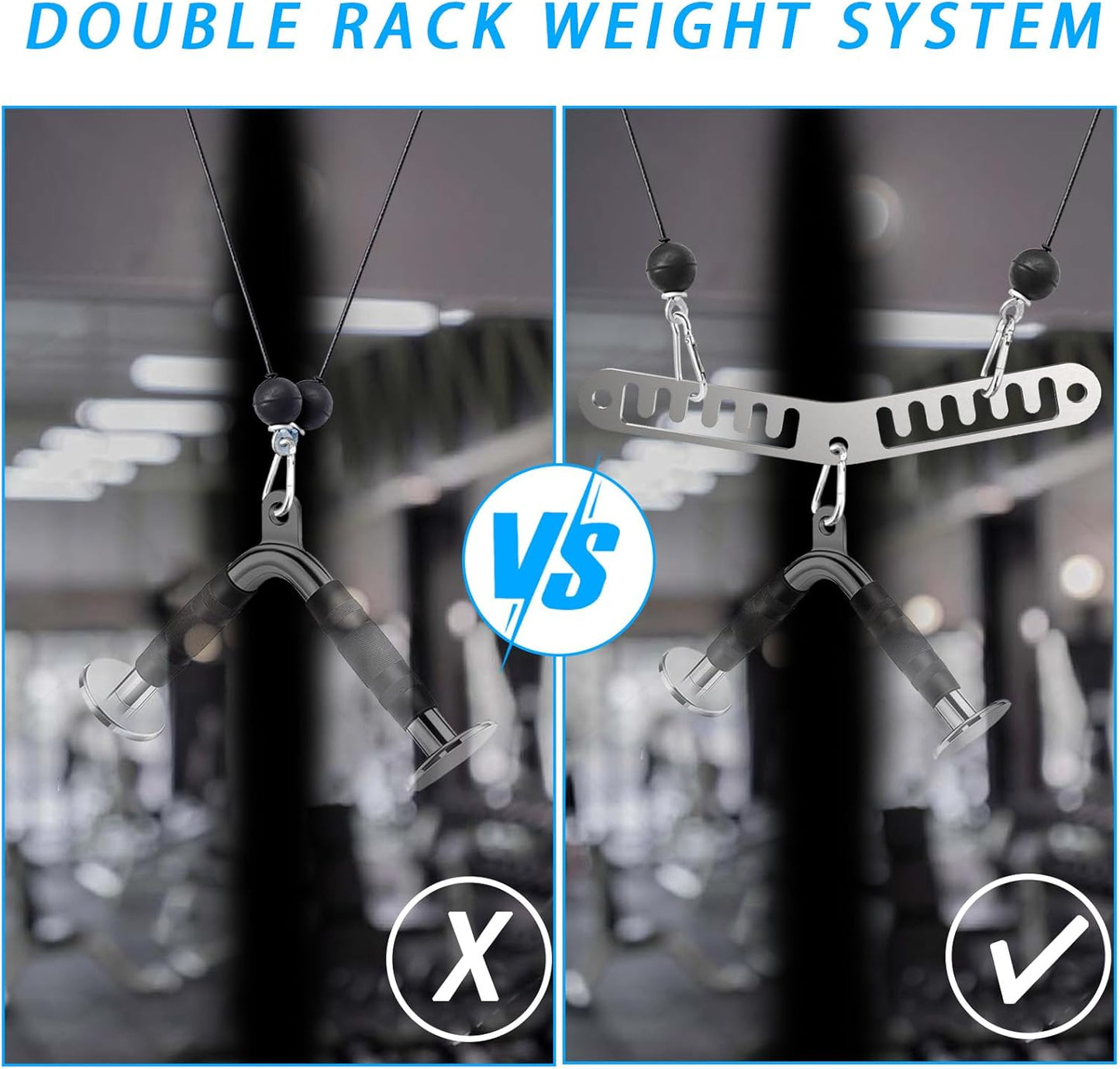 Double to Single Adaptor Plate for Cable Pulley Machines Durable Solid Stainless Steel with 3 Carabiners Suitable for Dual Cable Machines LAT Pulldown, Shoulder & Biceps Exercises