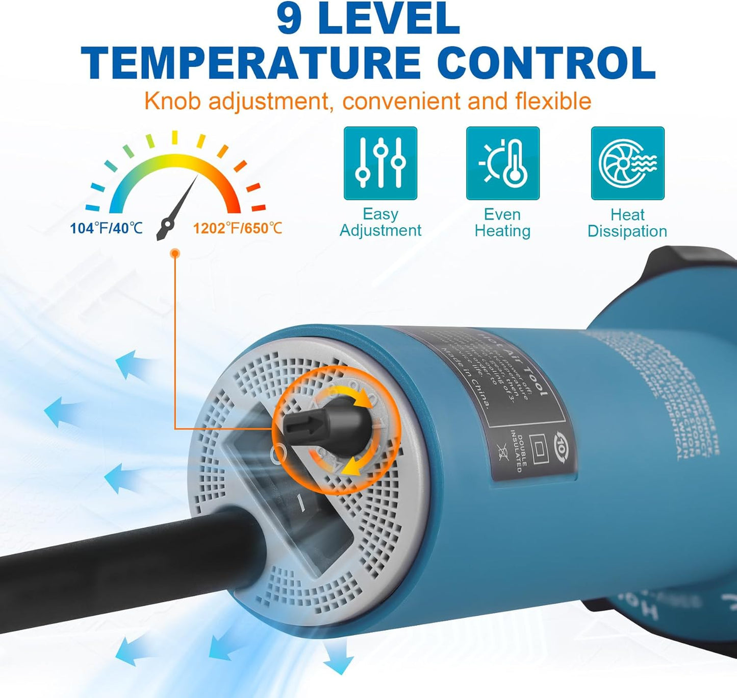 Iglobalbuy 1500W Hot Air Plastic Welder Plastic Welding Roofing Kit Vinyl PVC TPO Welding Handheld Plastic Hot Air Heat Gun Welding Torch with Various Nozzles