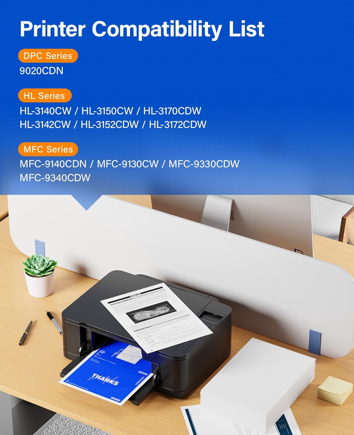 TN221 TN225 Toner Cartridge 4-Pack Black Cyan Yellow Magent Replacement for Brother TN-221 TN-225 to Use with MFC-9130CW HL-3170CDW MFC-9340CDW HL-3140CW 3150CW MFC-9330CDW 9140CDN DCP-9020CDN Printer