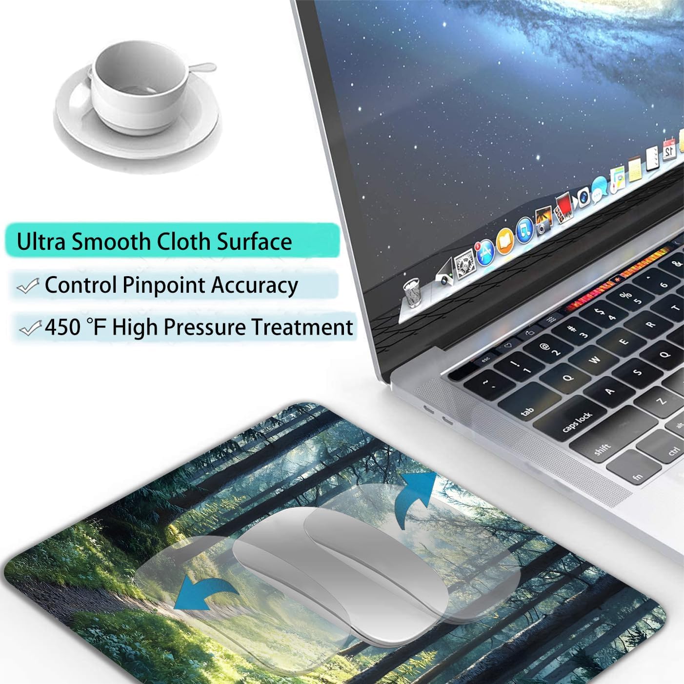 Aesthetic Natural Forest Custom Mouse Pad with Non-Slip Rubber, Small Square Design for Wireless Laptop & Computer Mouse Pads for Desk, 9.5 x 7.9 inch Smooth Surface for Gaming & Office