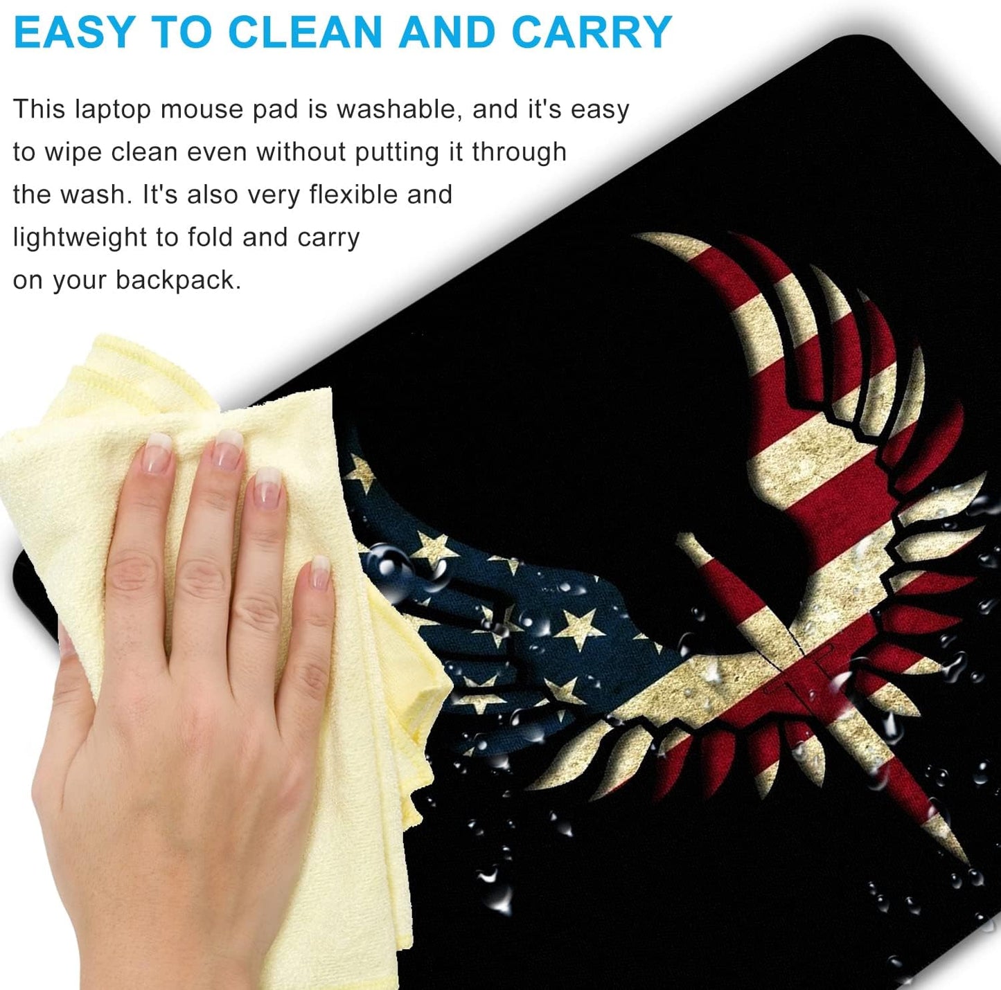 America Flag Mouse Pad Personalized Art Design Computer Laptop Non-Slip Rubber Mouse Pad 9.5x7.9 Inch